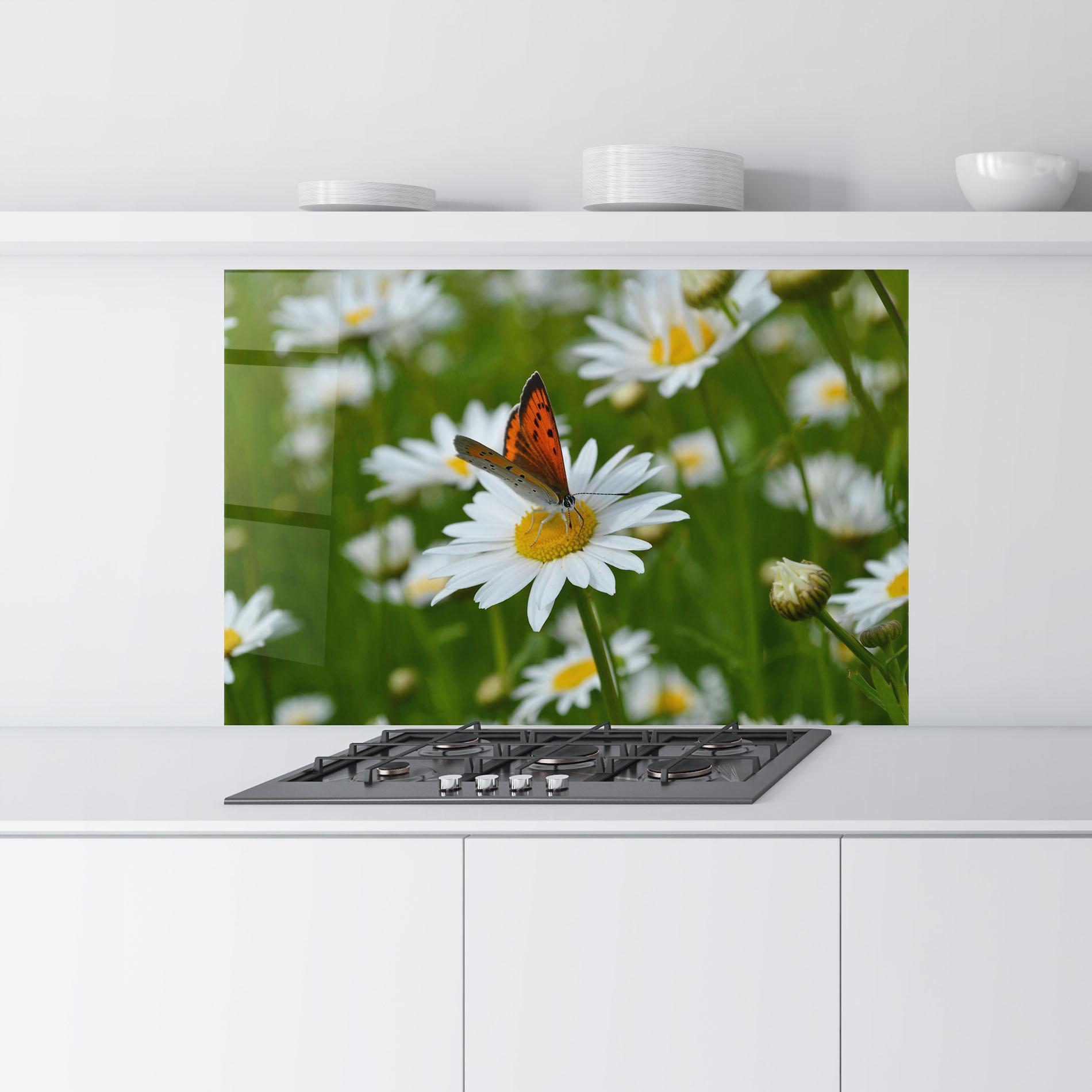 Panou Sticla Bucatarie Butterfly On Daisy mockup 9