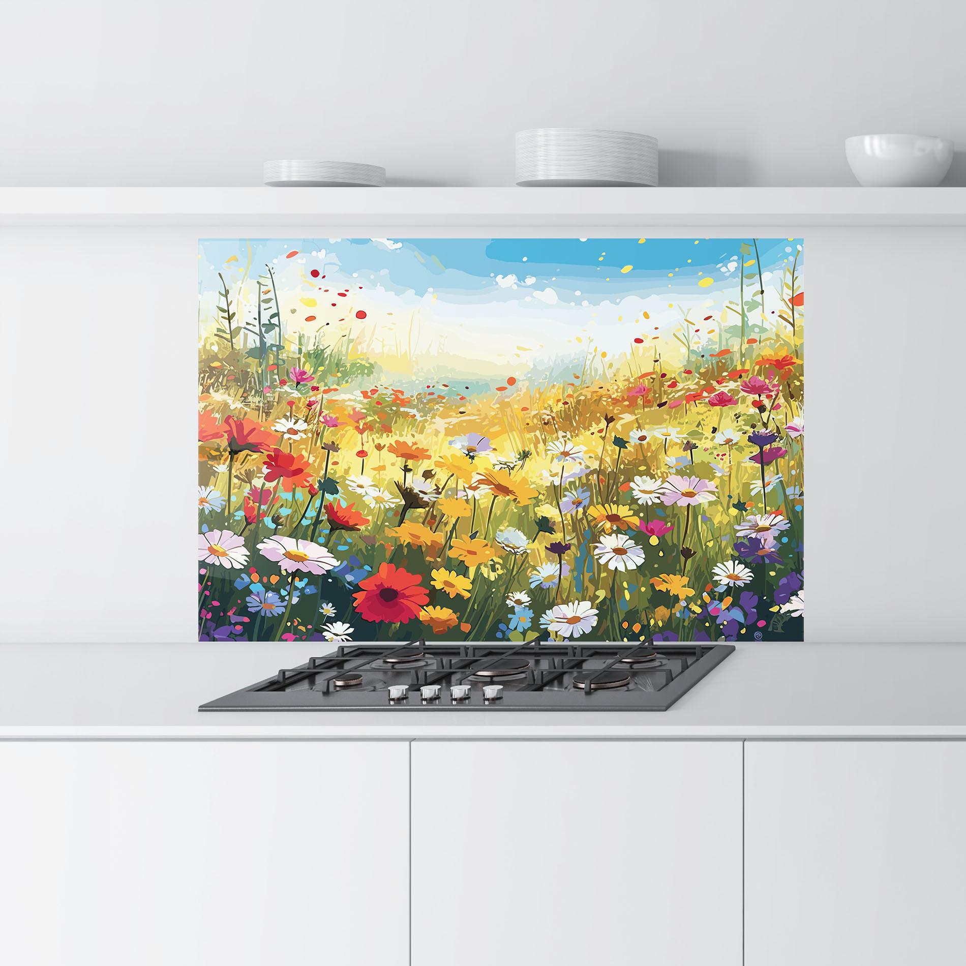 Panou Sticla Bucatarie Colorful Daisy Mix mockup 9