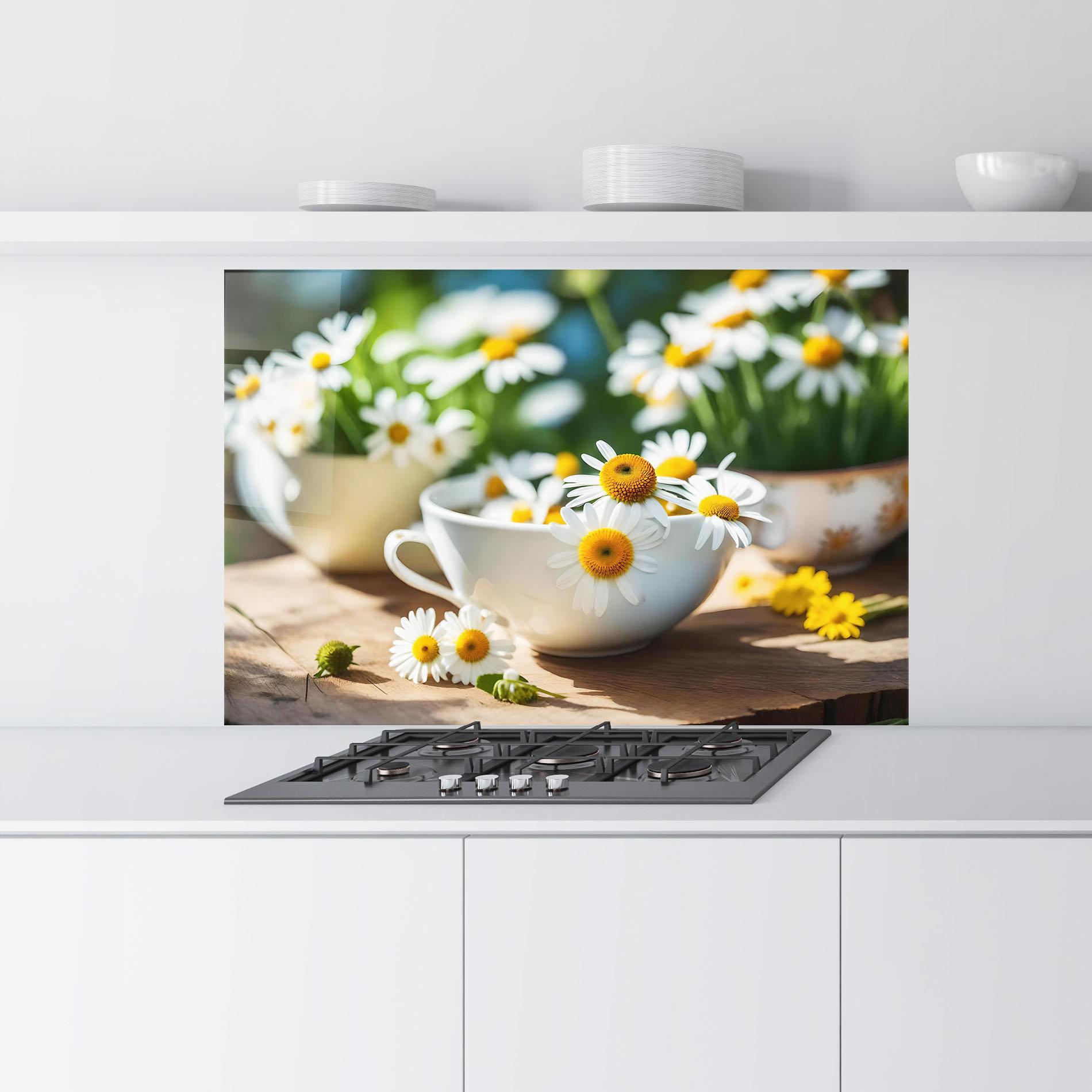 Panou Sticla Bucatarie Daisies In A Cup mockup 9