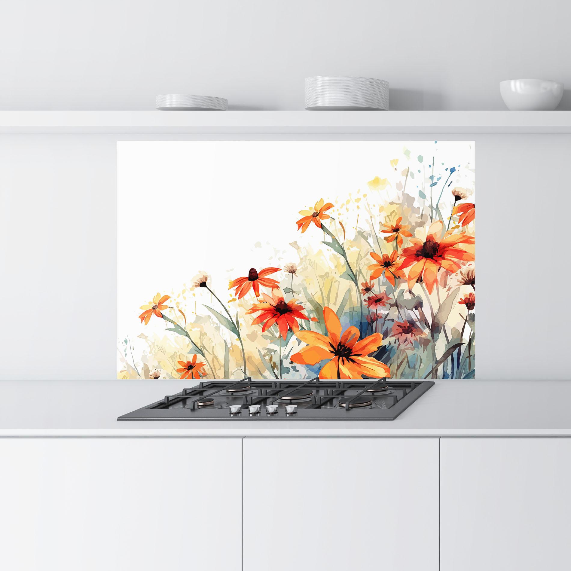 Panou Sticla Bucatarie Orange Daisy mockup 9