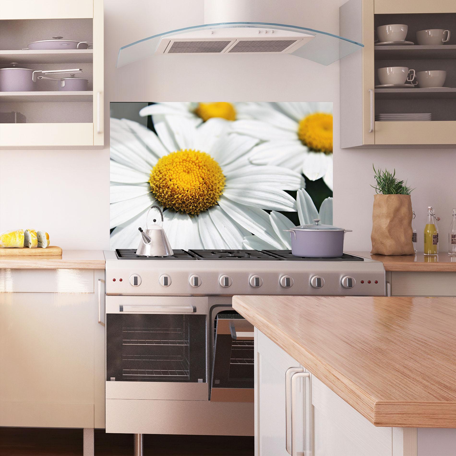 Panou Sticla Bucatarie Big Daisies mockup 1