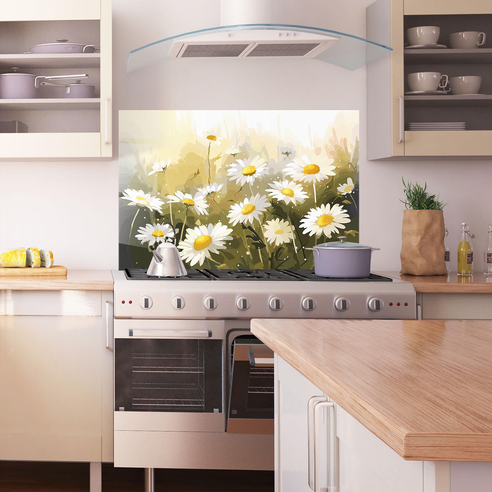 Panou Sticla Bucatarie Daily Daisy mockup 1
