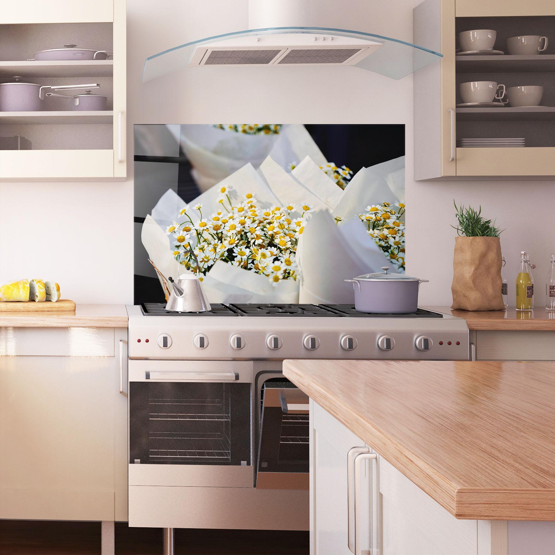 Panou Sticla Bucatarie Daisy Bouquet mockup 1