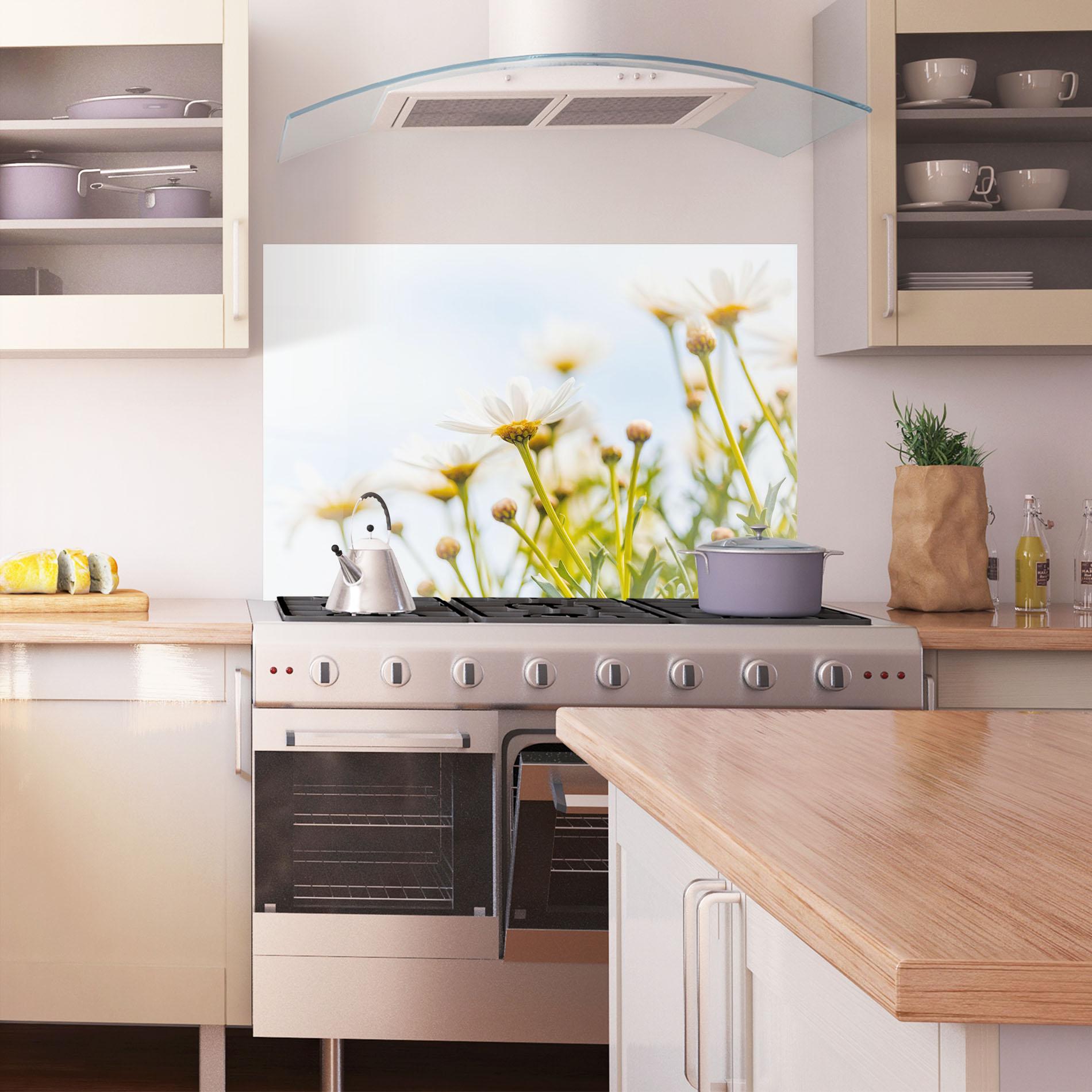 Panou Sticla Bucatarie Dreamy Daisy mockup 1