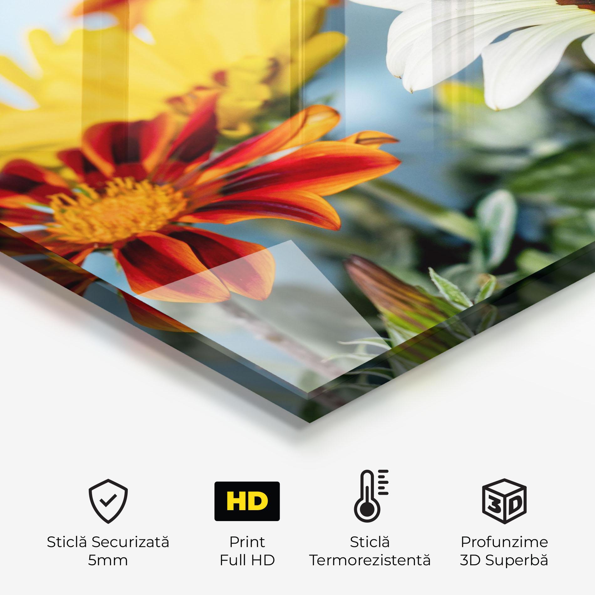 Panou Sticla Bucatarie Color Mix Daisy mockup 2