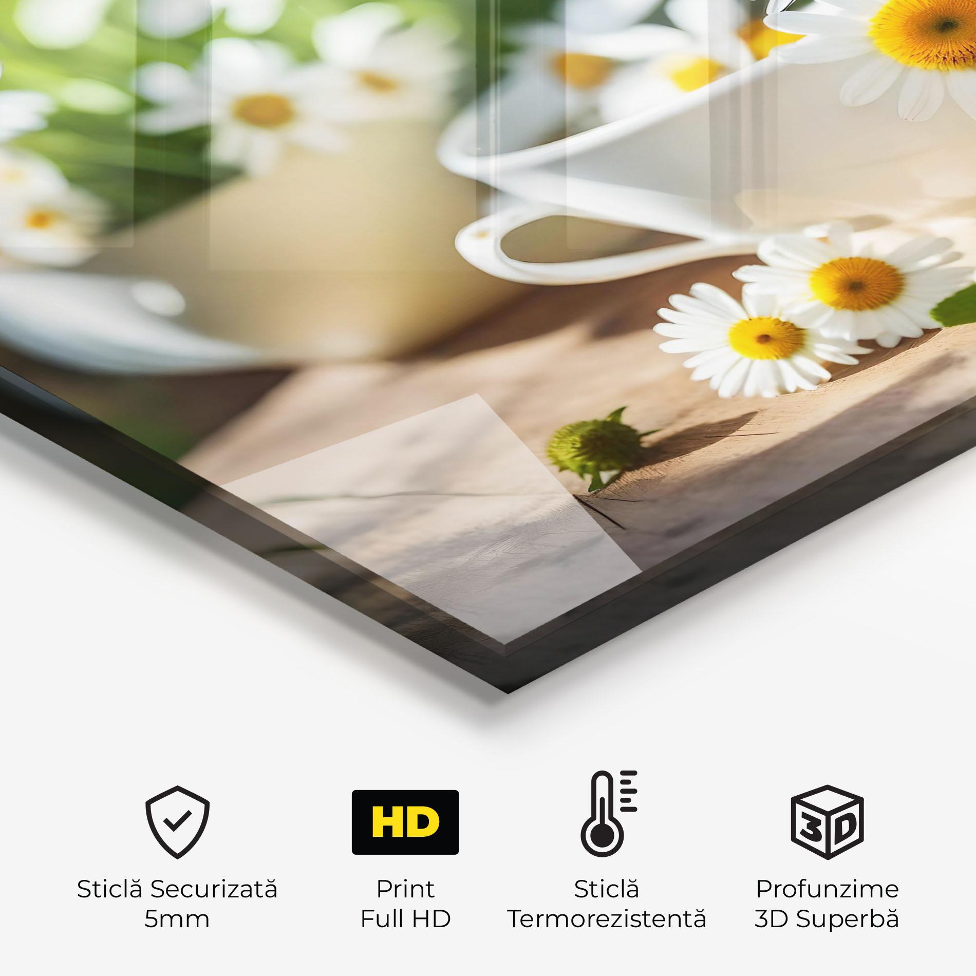 Panou Sticla Bucatarie Daisies In A Cup mockup 2