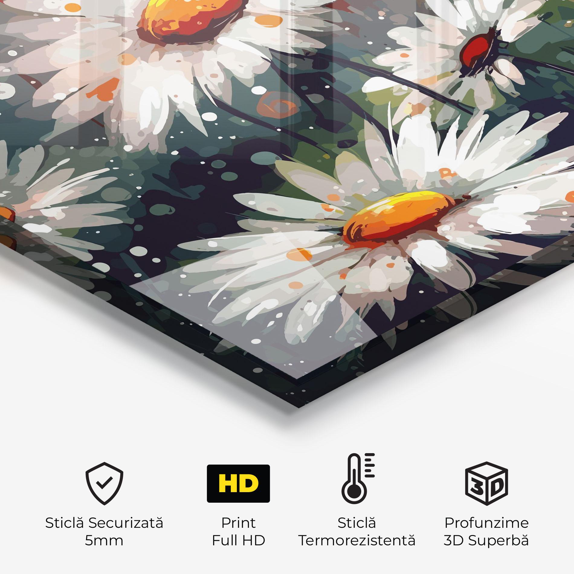 Panou Sticla Bucatarie Daisy Art mockup 2