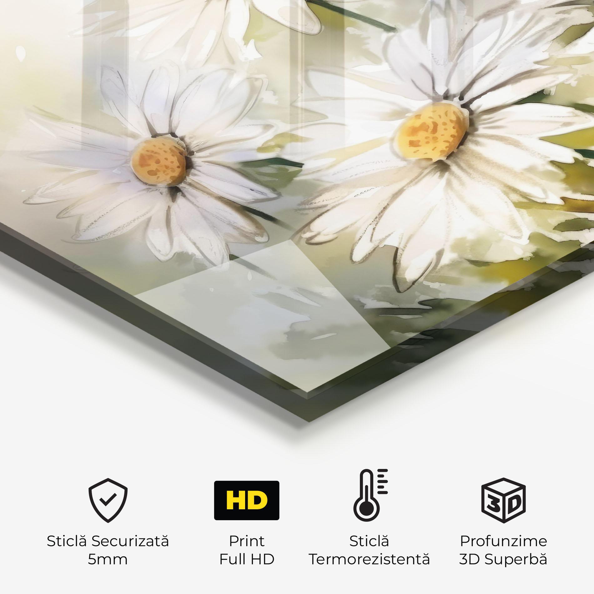 Panou Sticla Bucatarie Daisy Painting mockup 2
