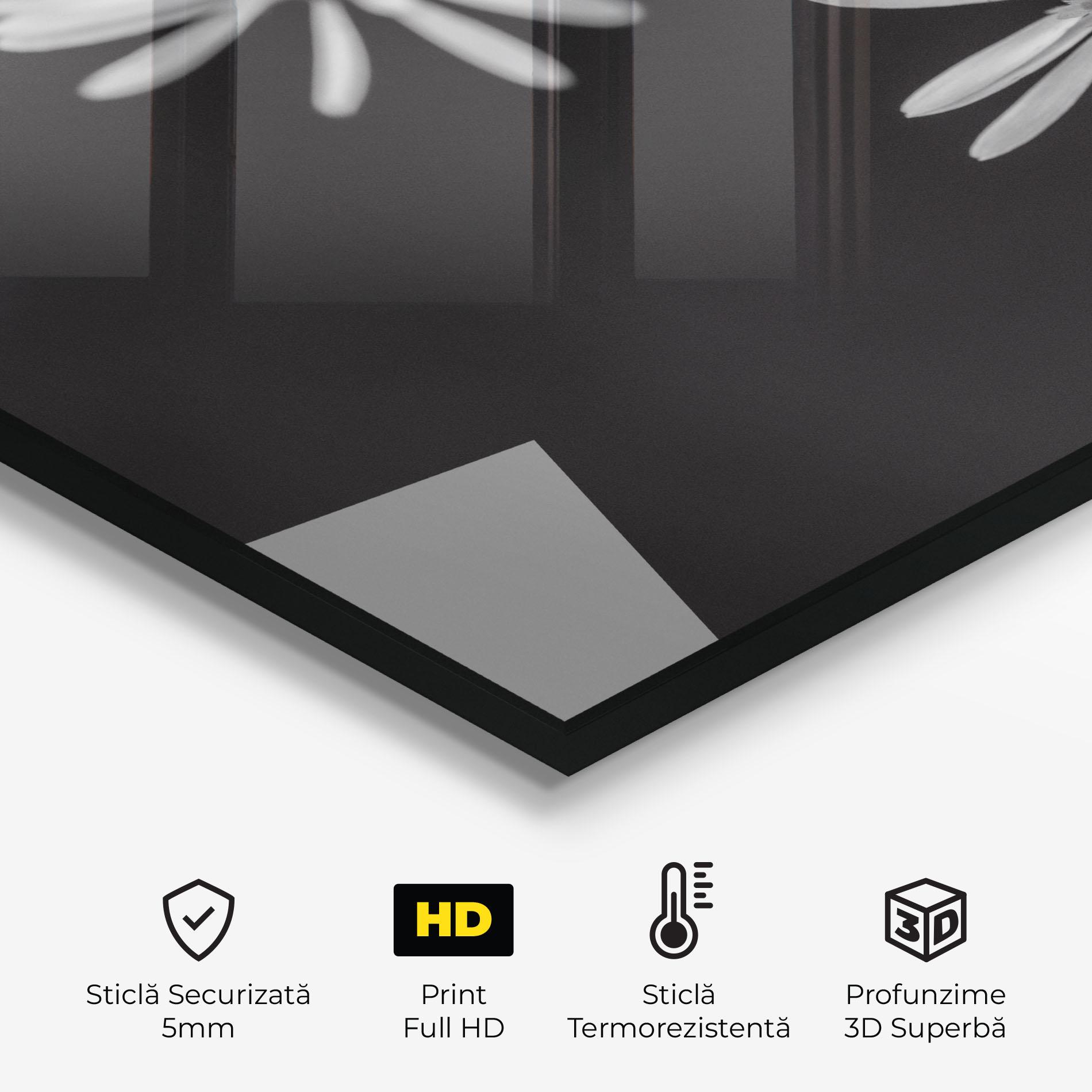 Panou Sticla Bucatarie Grey Small Daisy mockup 2