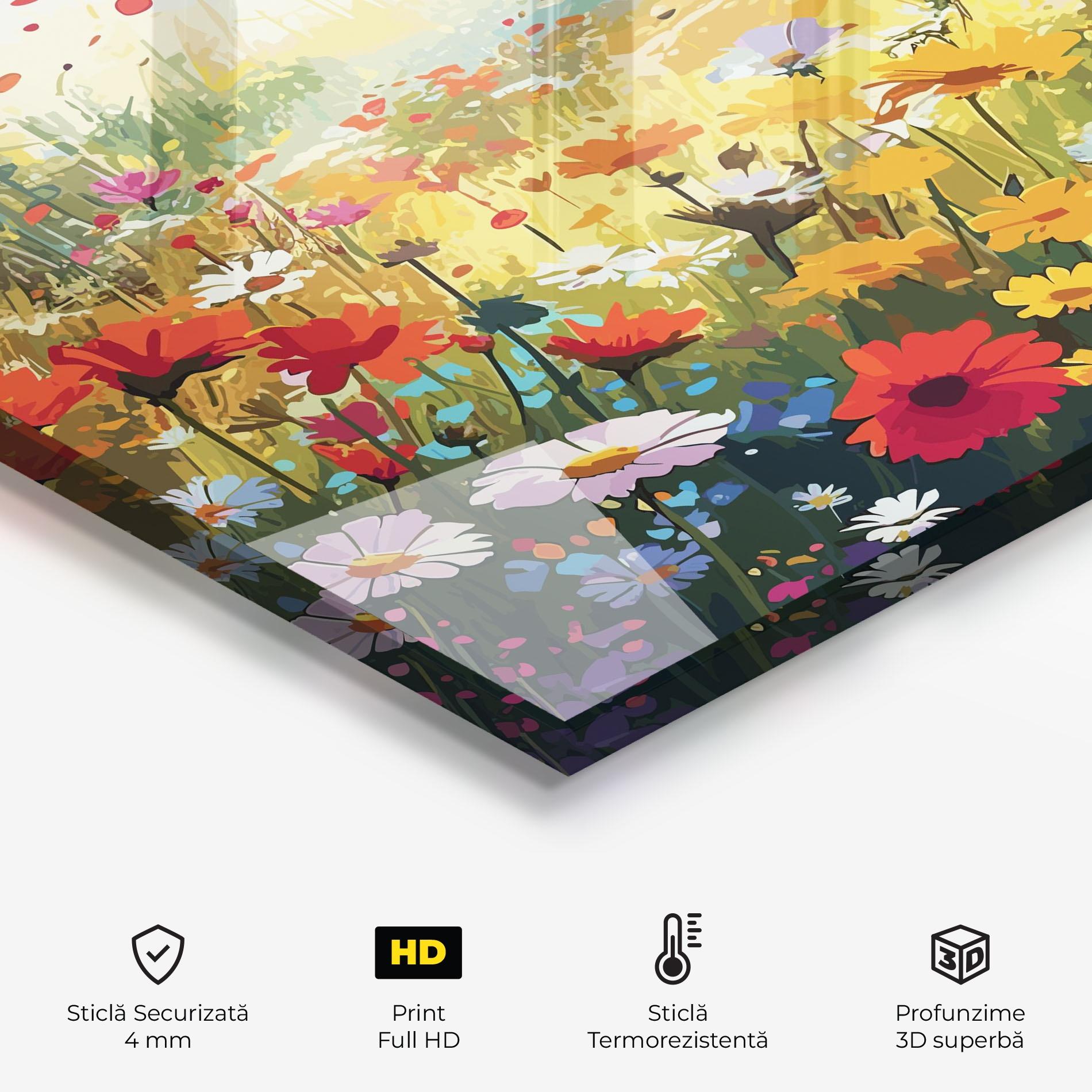 Panou Sticla Bucatarie Colorful Daisy Mix mockup 2