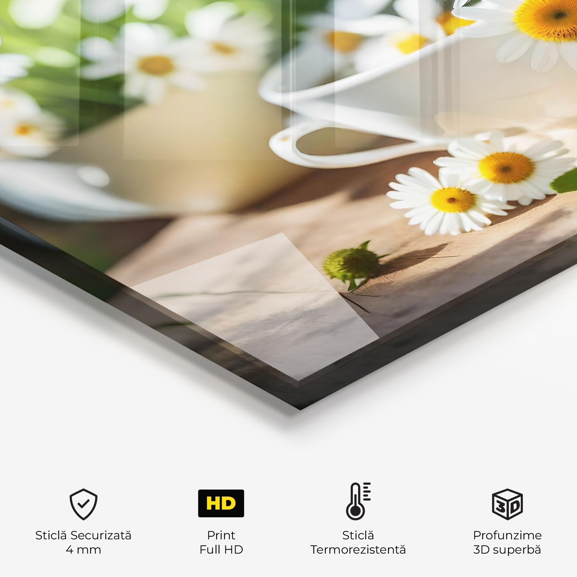 Panou Sticla Bucatarie Daisies In A Cup mockup 2