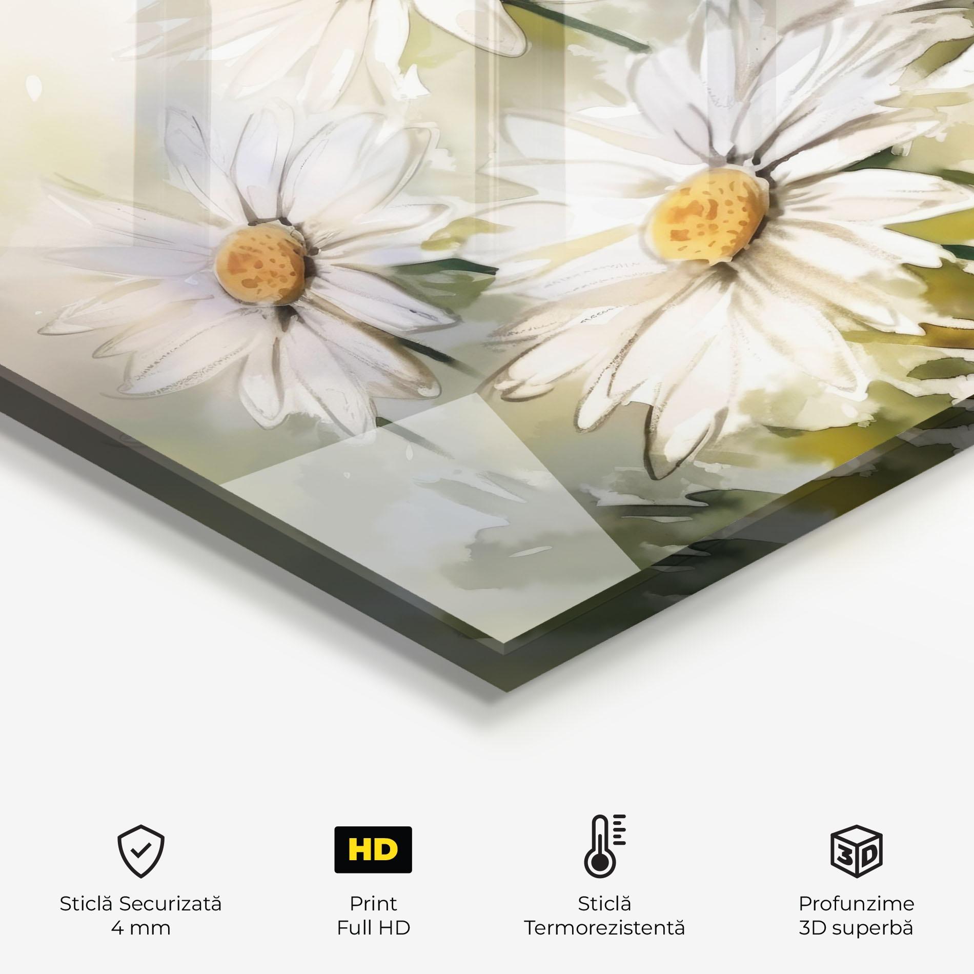 Panou Sticla Bucatarie Daisy Painting mockup 2