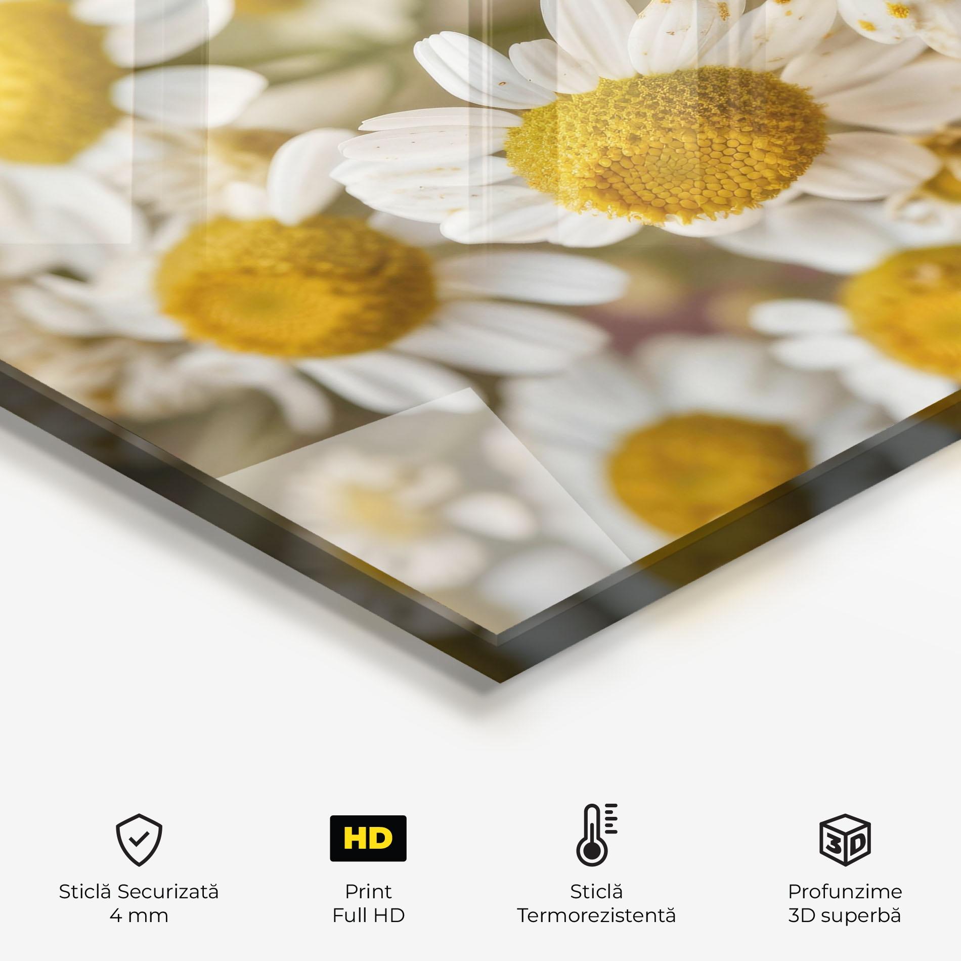Panou Sticla Bucatarie Daisy Wall mockup 2