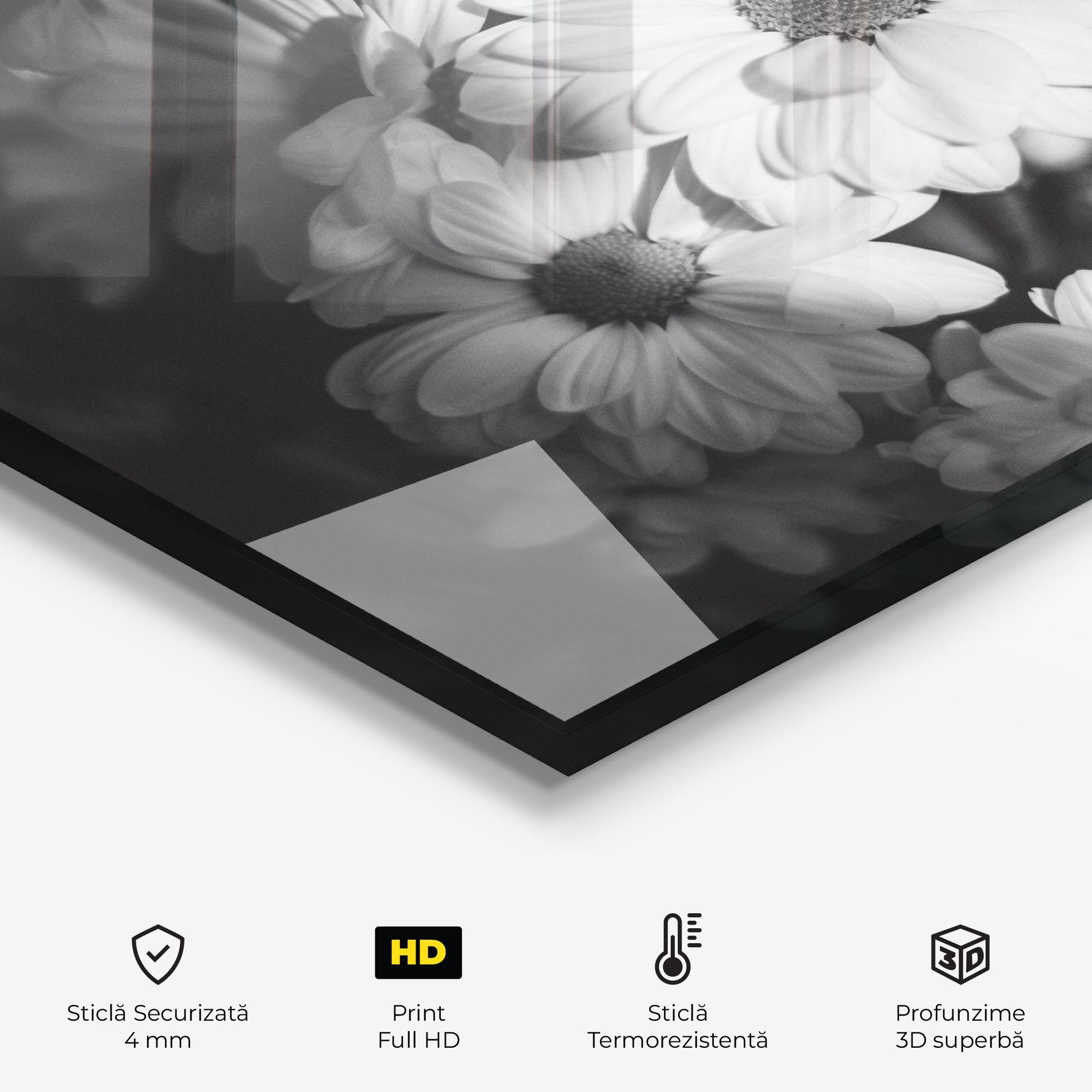Panou Sticla Bucatarie Grey Daisy mockup 2