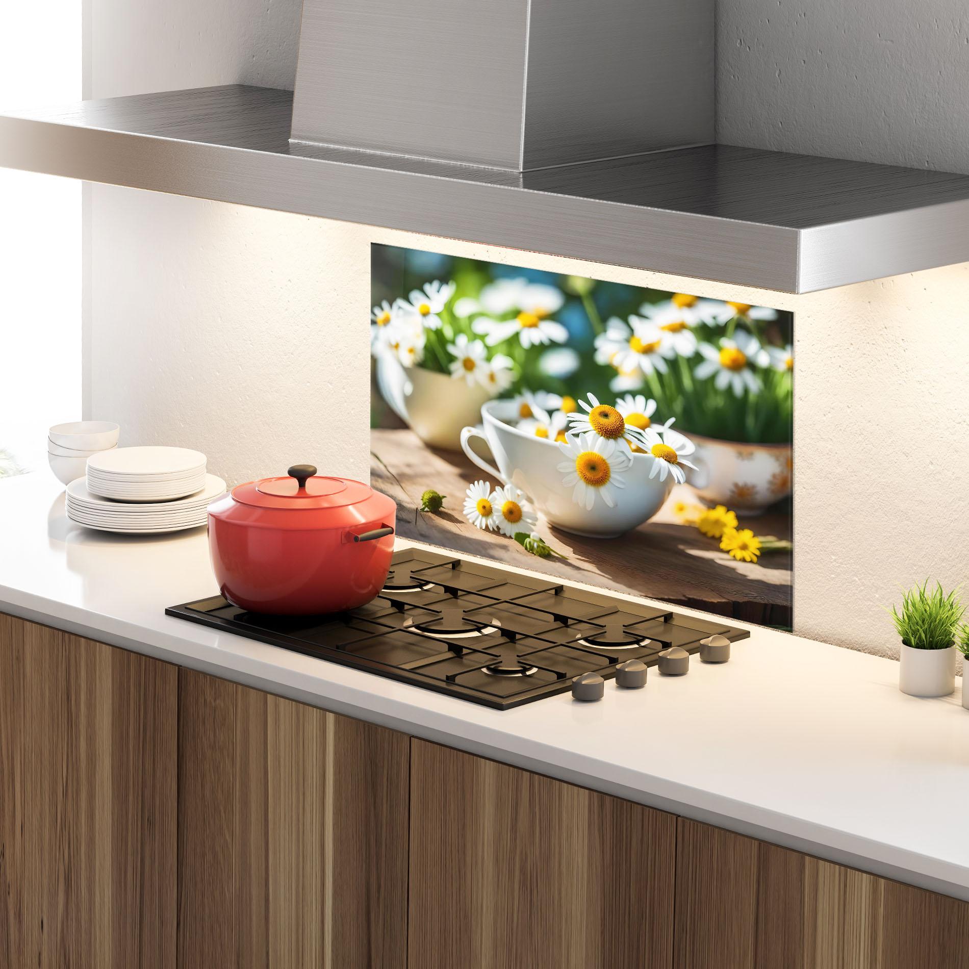 Panou Sticla Bucatarie Daisies In A Cup mockup 4