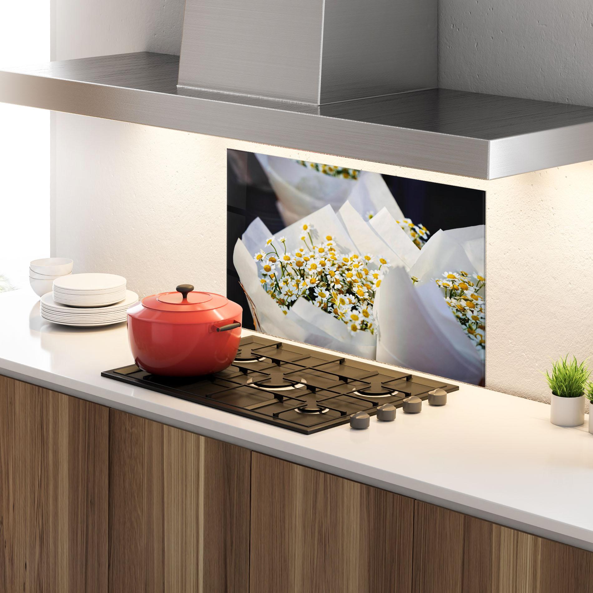 Panou Sticla Bucatarie Daisy Bouquet mockup 4