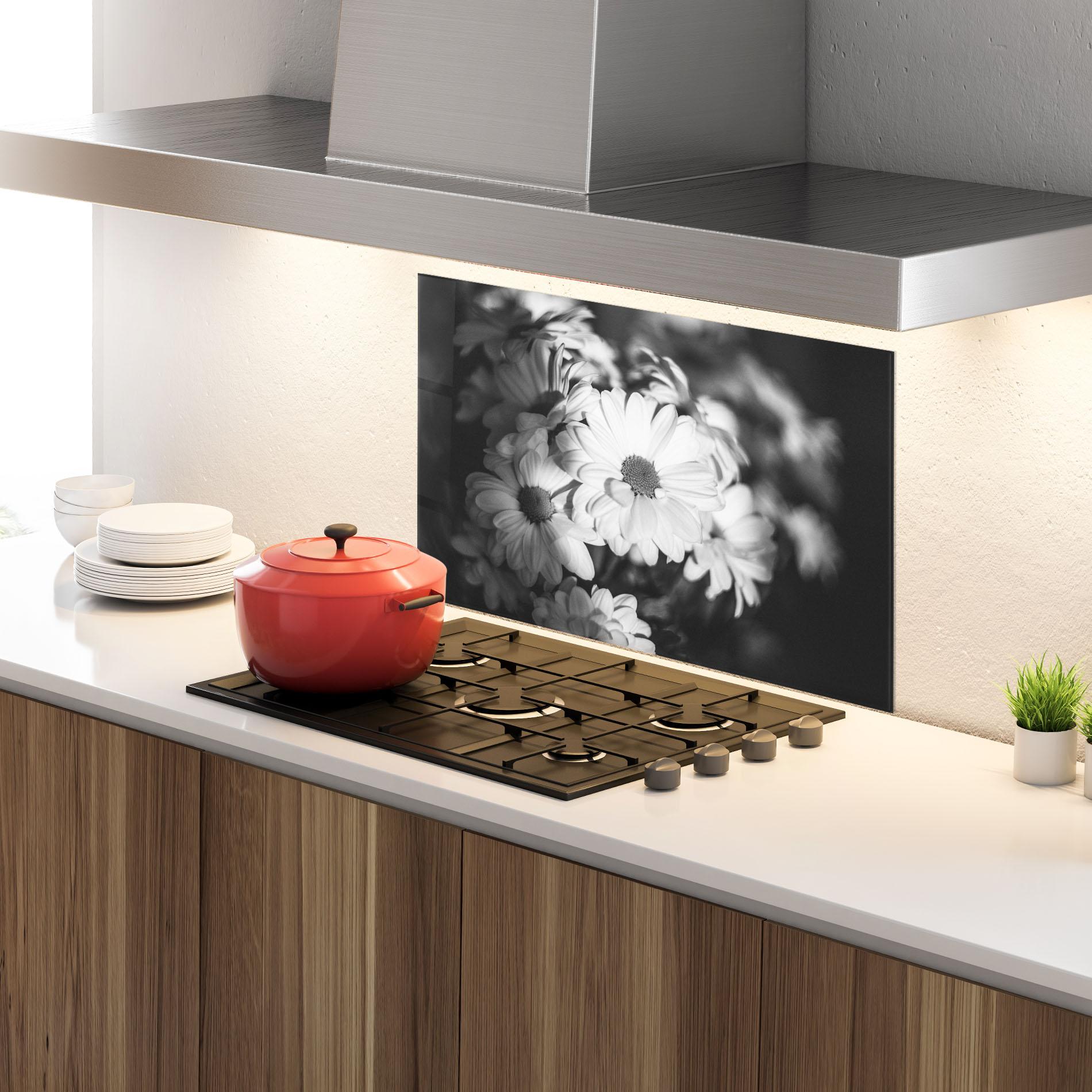 Panou Sticla Bucatarie Grey Daisy mockup 4