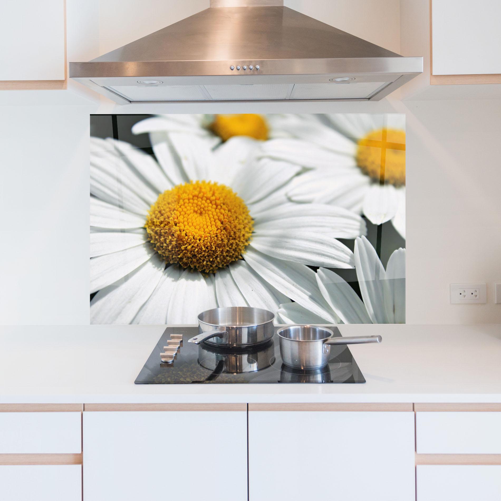 Panou Sticla Bucatarie Big Daisies mockup 5