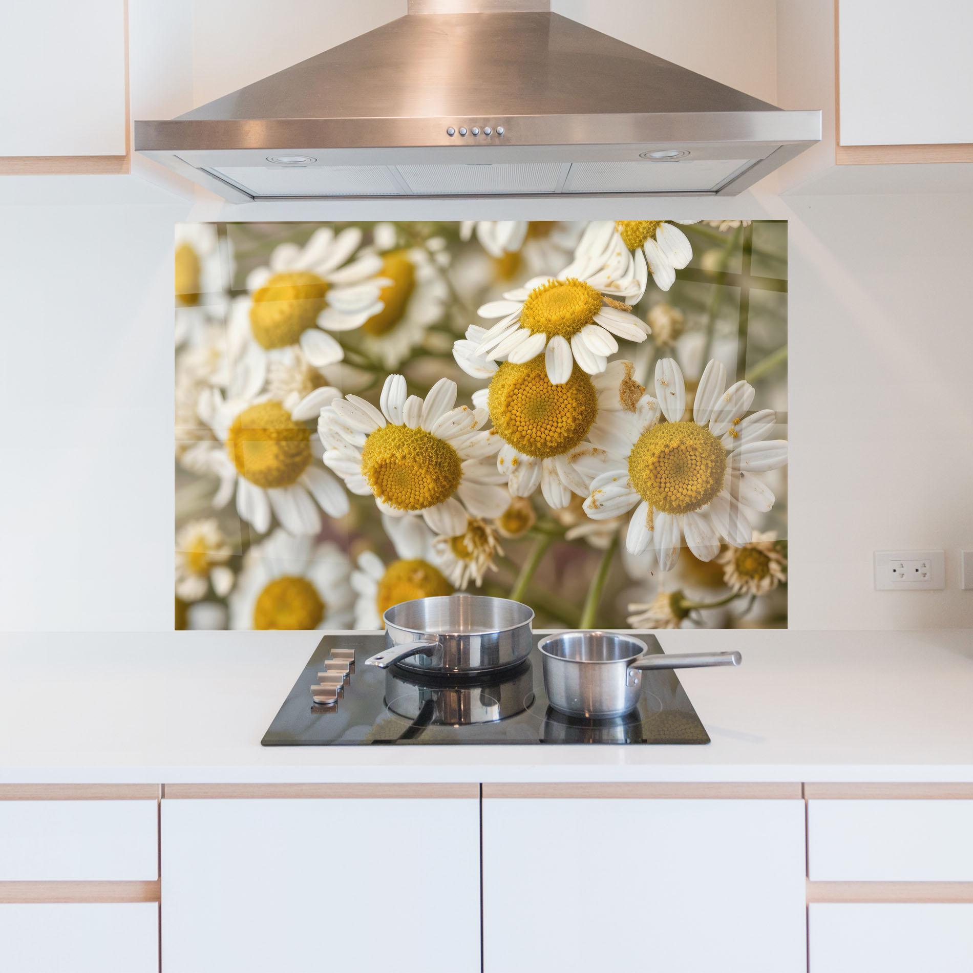 Panou Sticla Bucatarie Daisy Wall mockup 5
