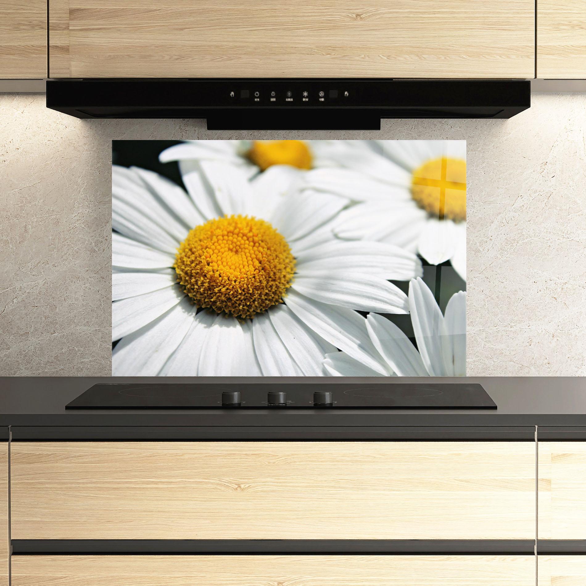 Panou Sticla Bucatarie Big Daisies mockup 3