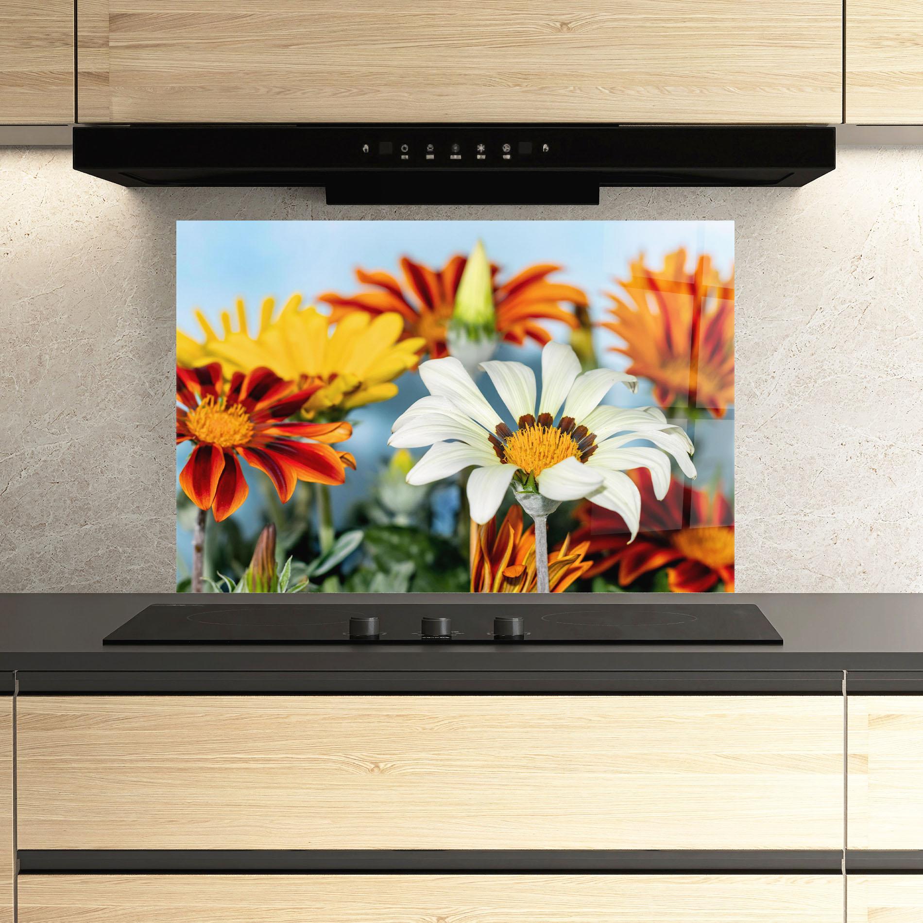 Panou Sticla Bucatarie Color Mix Daisy mockup 3