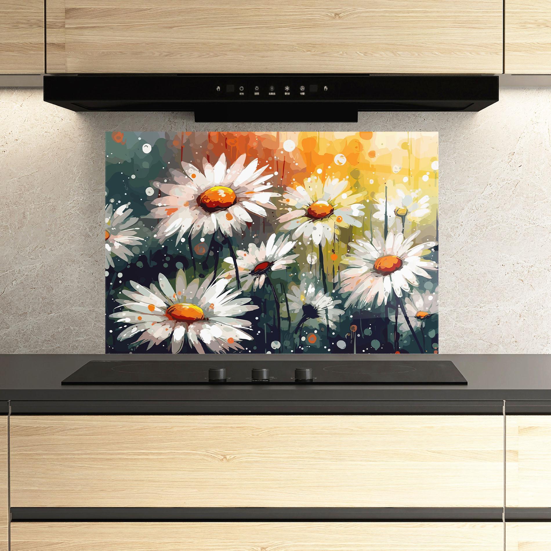 Panou Sticla Bucatarie Daisy Art mockup 3