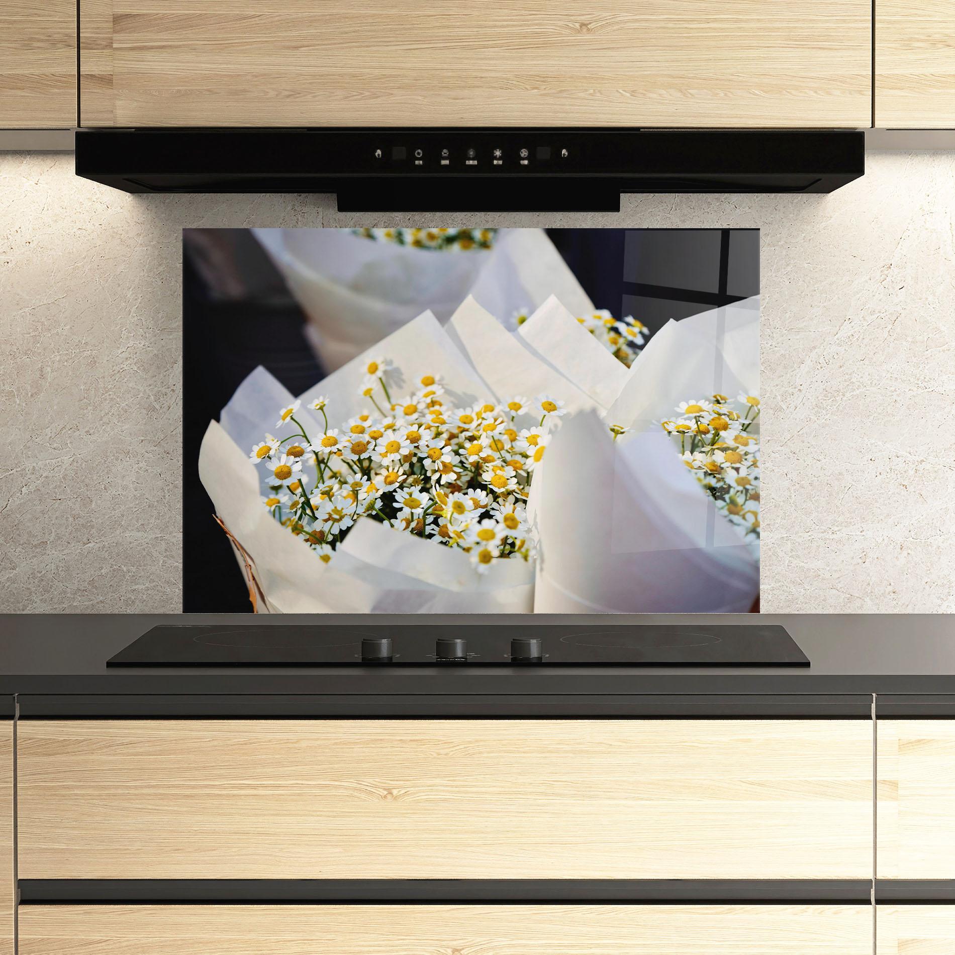 Panou Sticla Bucatarie Daisy Bouquet mockup 3