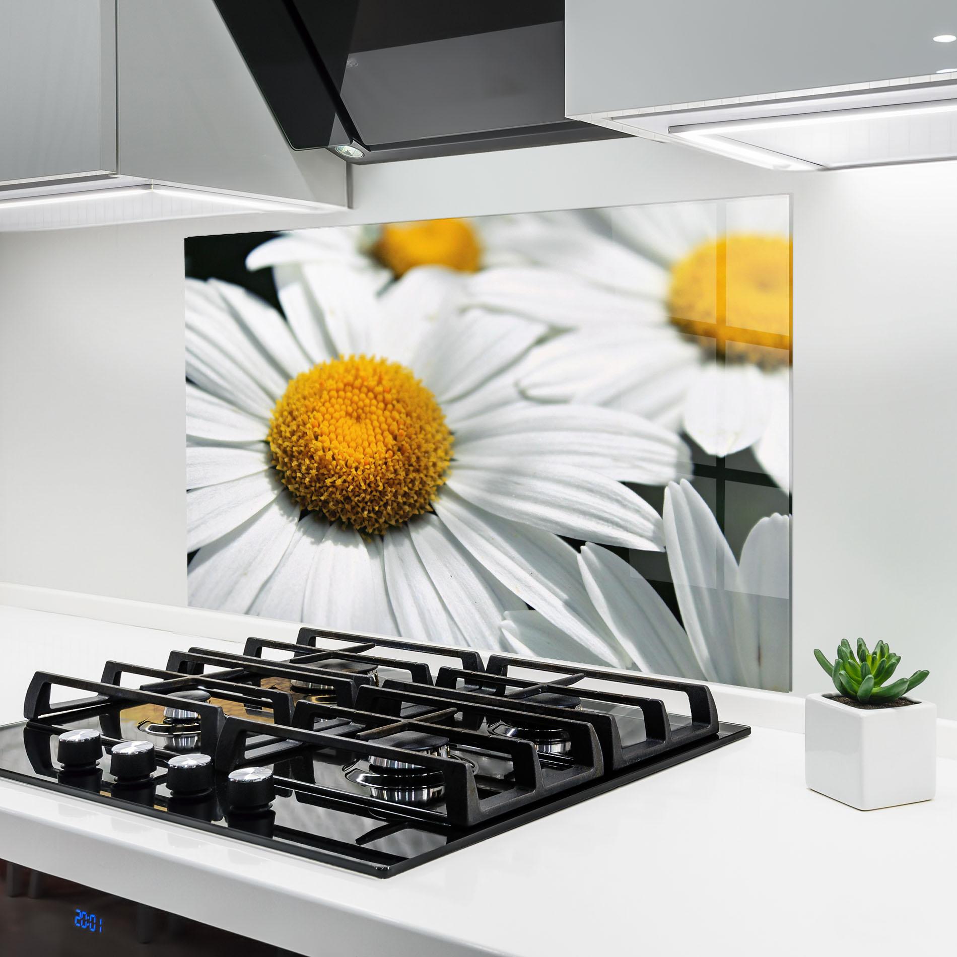 Panou Sticla Bucatarie Big Daisies mockup 6