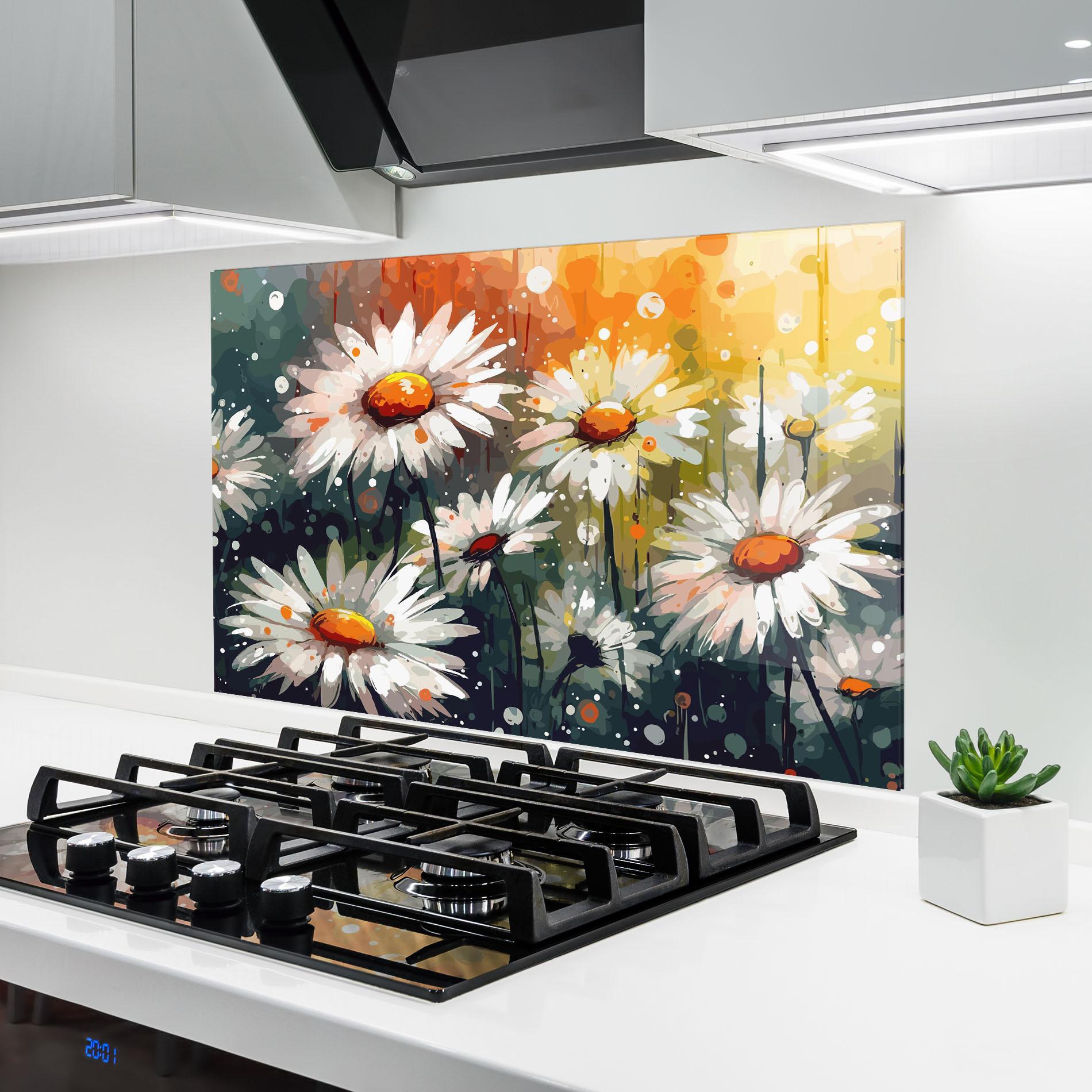 Panou Sticla Bucatarie Daisy Art mockup 6