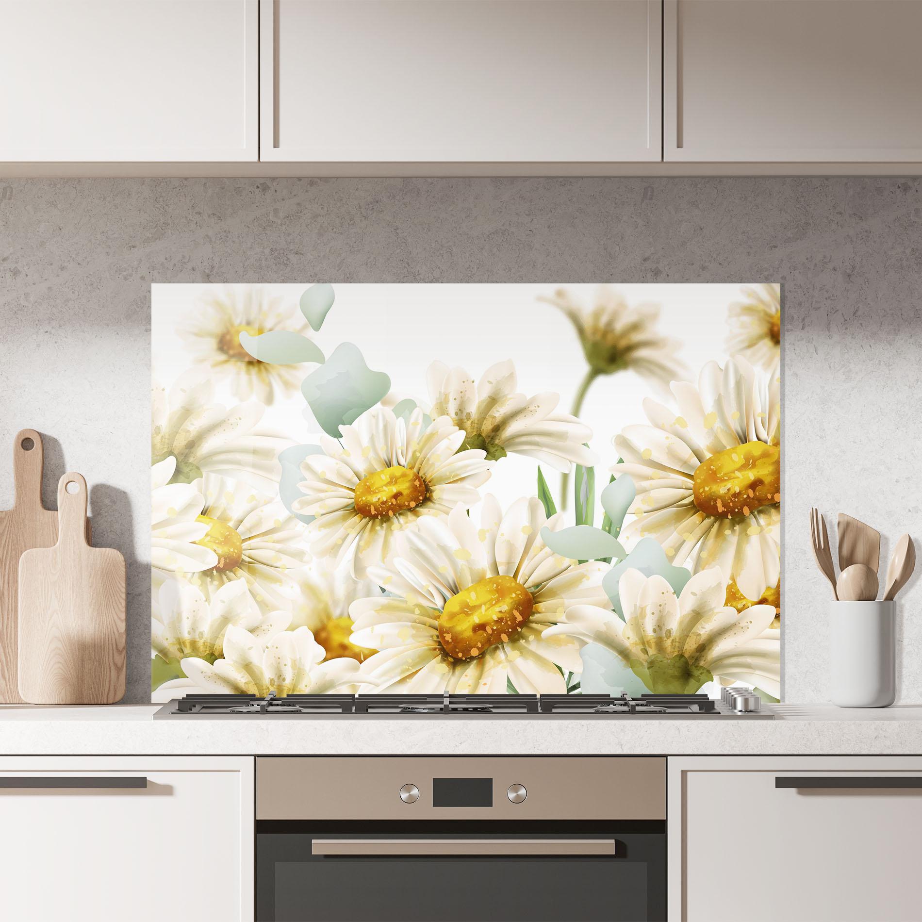 Panou Sticla Bucatarie Beautiful Daisy Art mockup 7