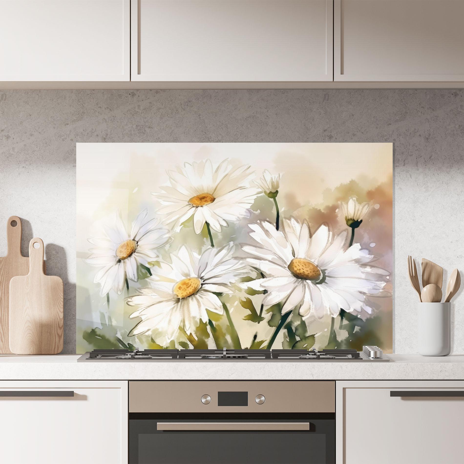 Panou Sticla Bucatarie Daisy Painting mockup 7