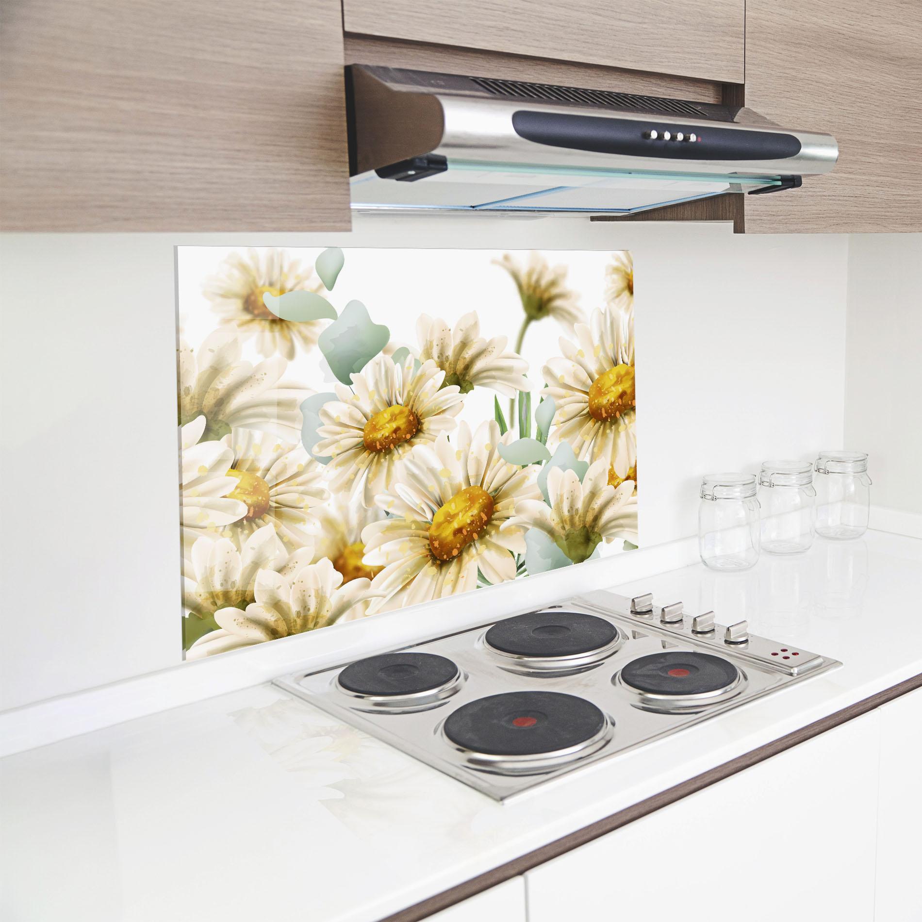 Panou Sticla Bucatarie Beautiful Daisy Art mockup 8