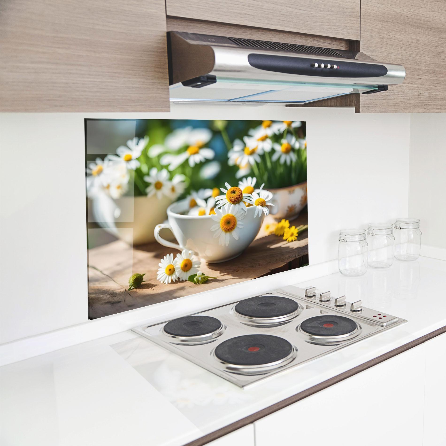 Panou Sticla Bucatarie Daisies In A Cup mockup 8