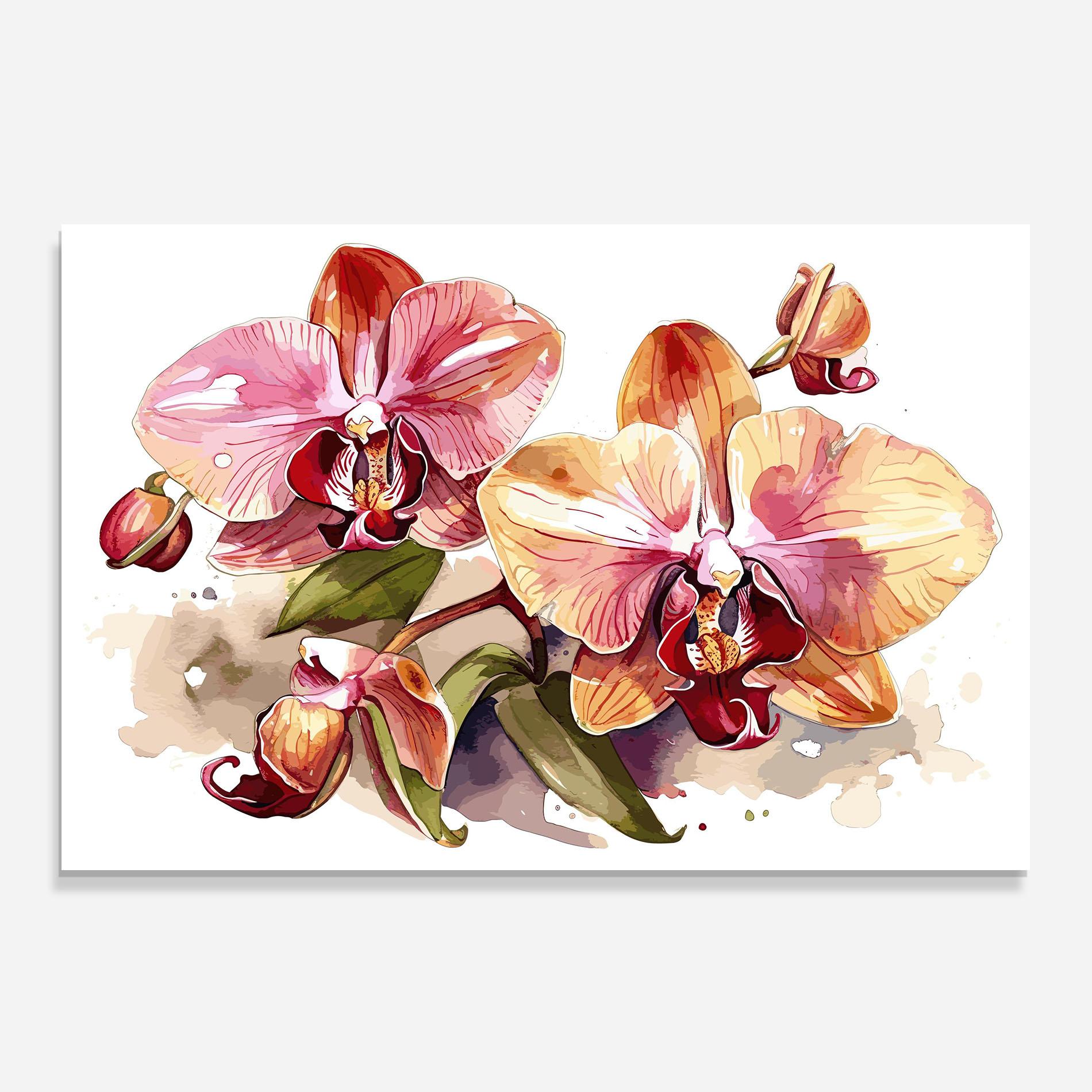 Panou Sticla Bucatarie Beautiful Orchids Art mockup 0