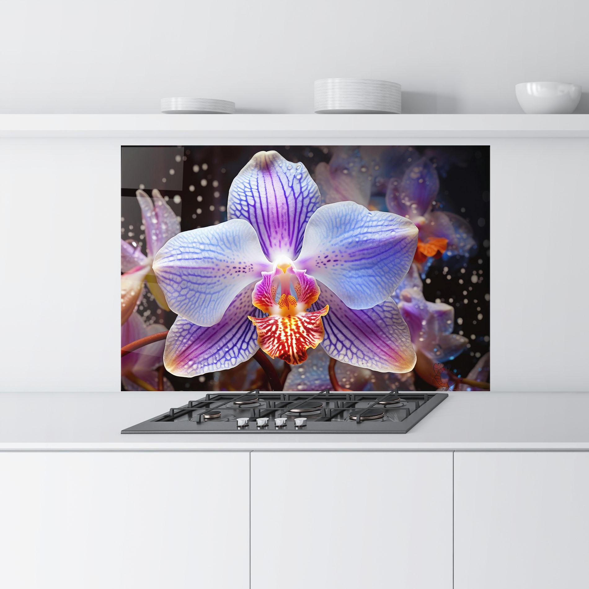 Panou Sticla Bucatarie Light Purple Orchid Art mockup 9