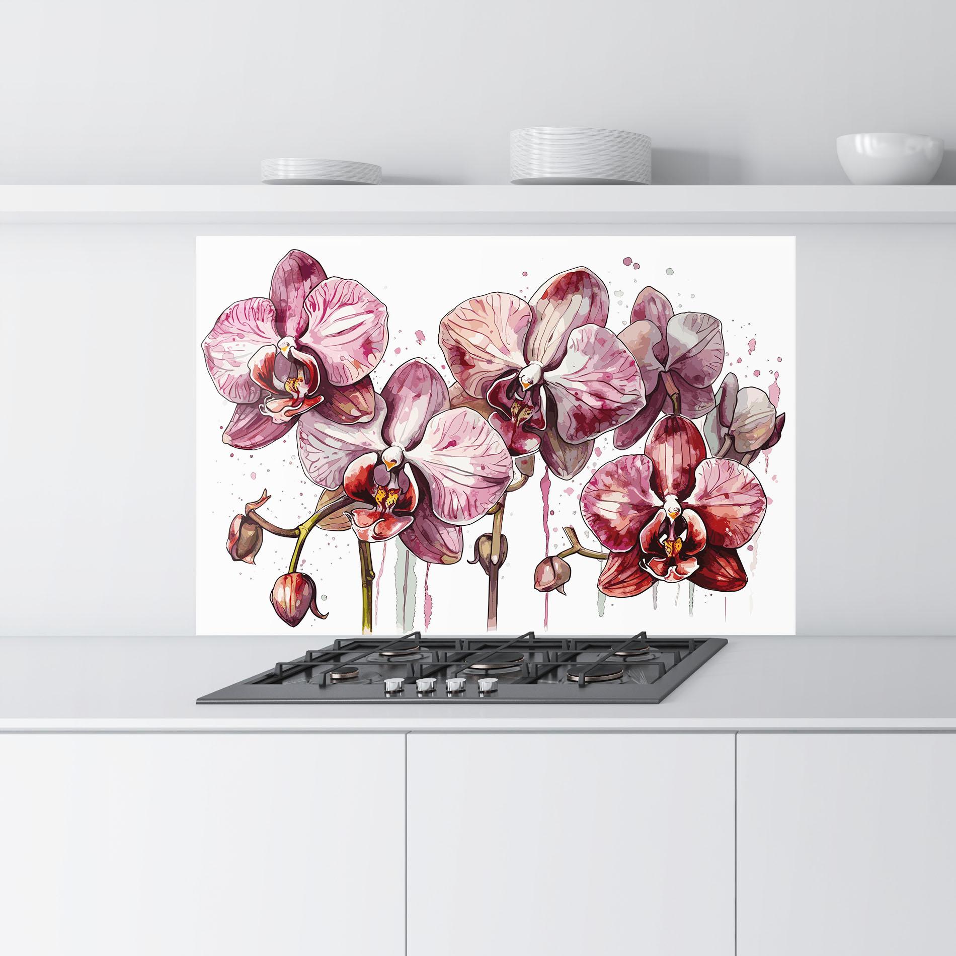 Panou Sticla Bucatarie Orchid Art mockup 9