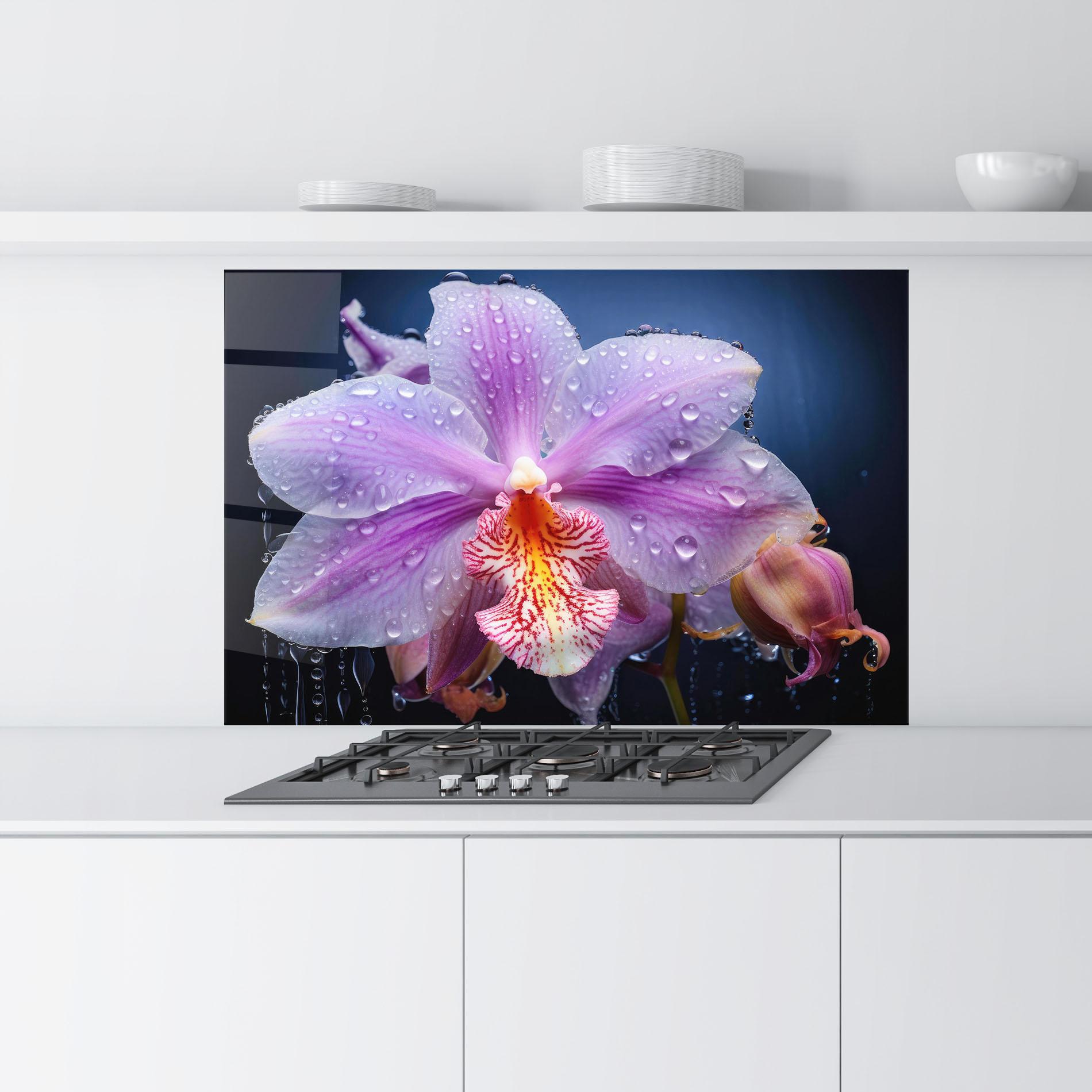 Panou Sticla Bucatarie Orchid In Rain mockup 9