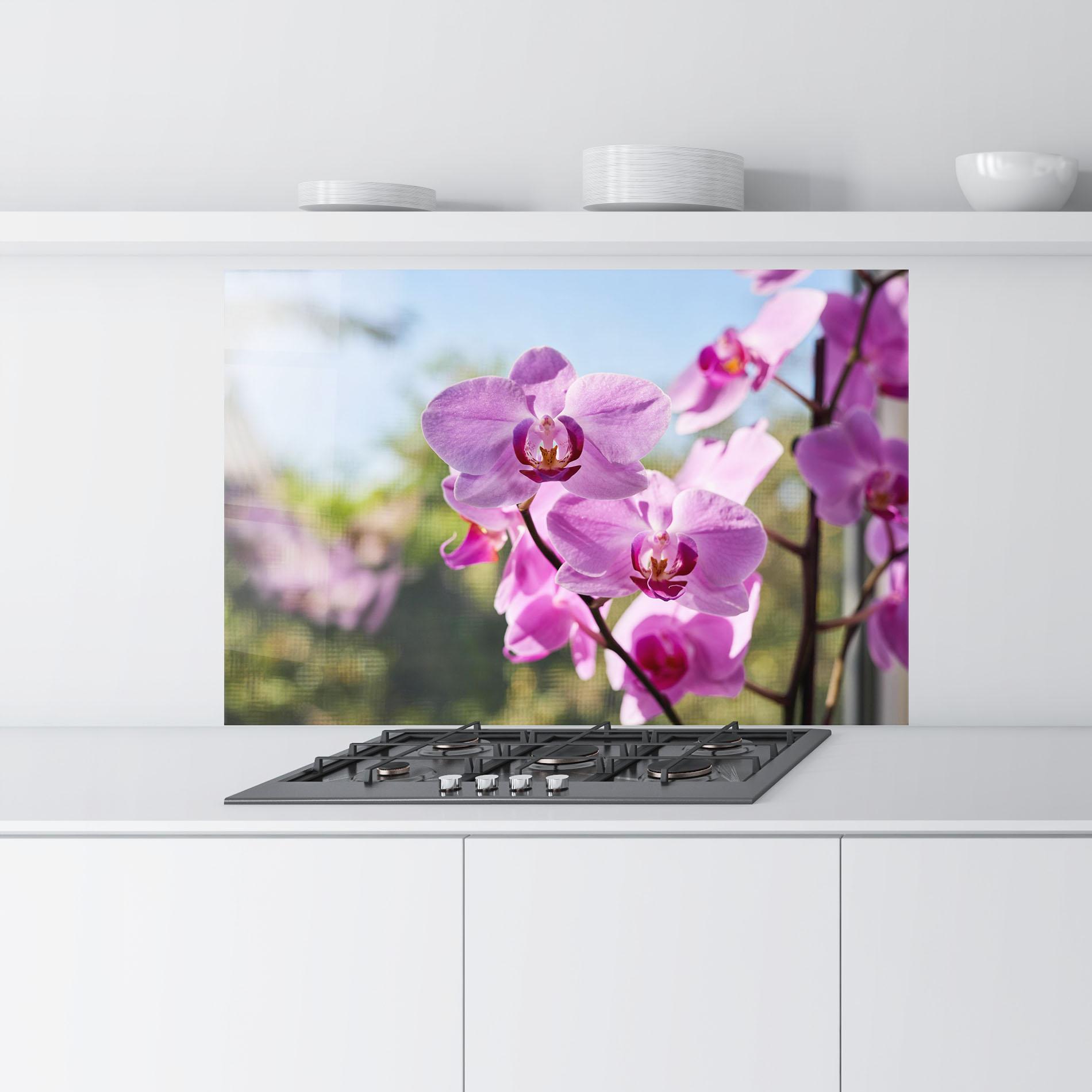 Panou Sticla Bucatarie Orchids In The Garden mockup 9