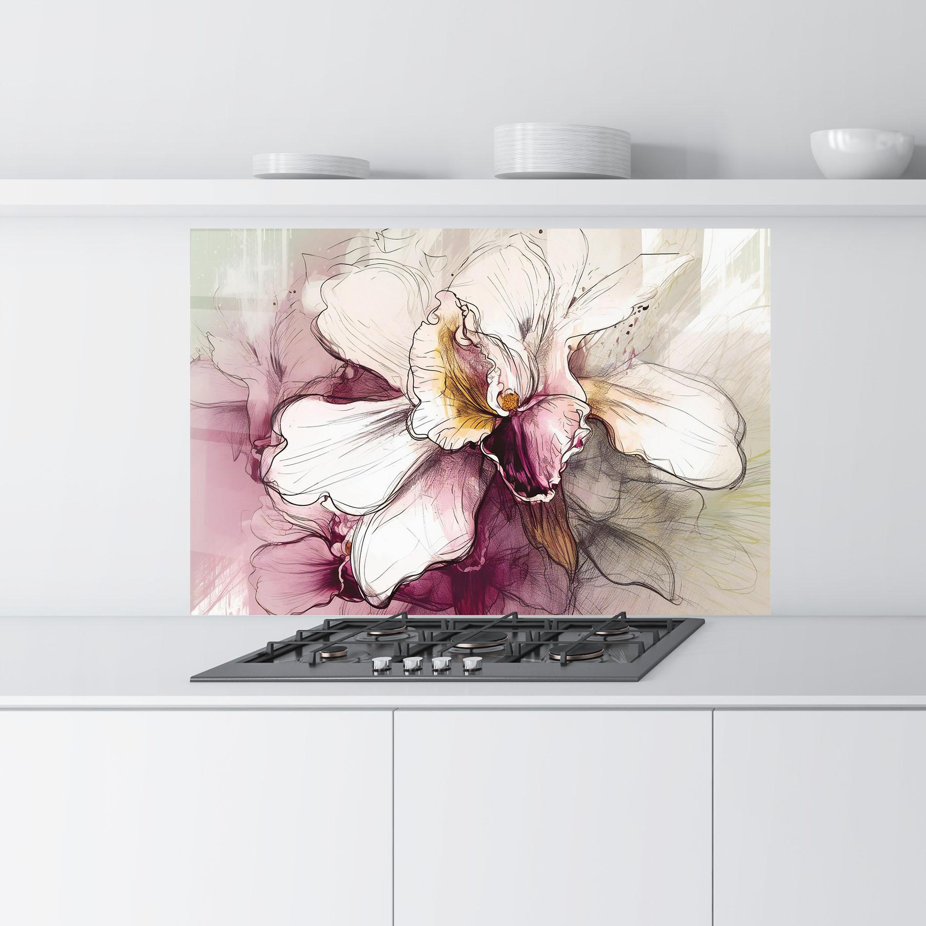 Panou Sticla Bucatarie Painted Purple Orchid mockup 9