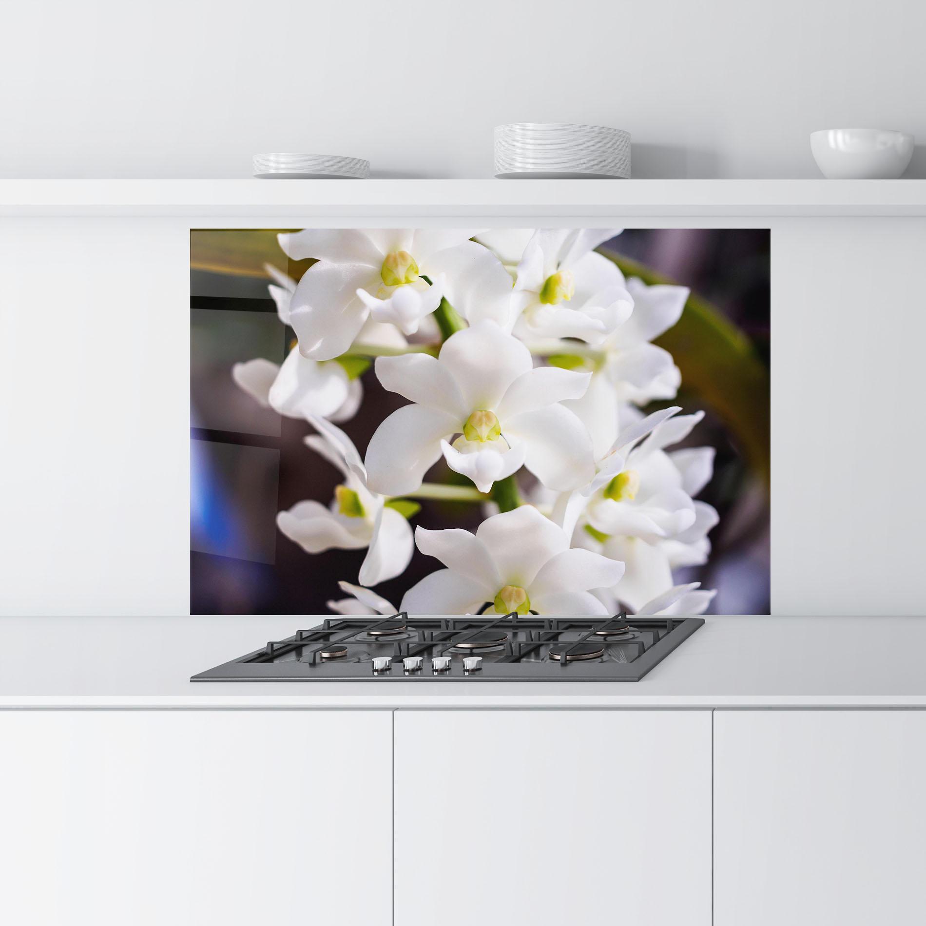 Panou Sticla Bucatarie Small White Orchids mockup 9