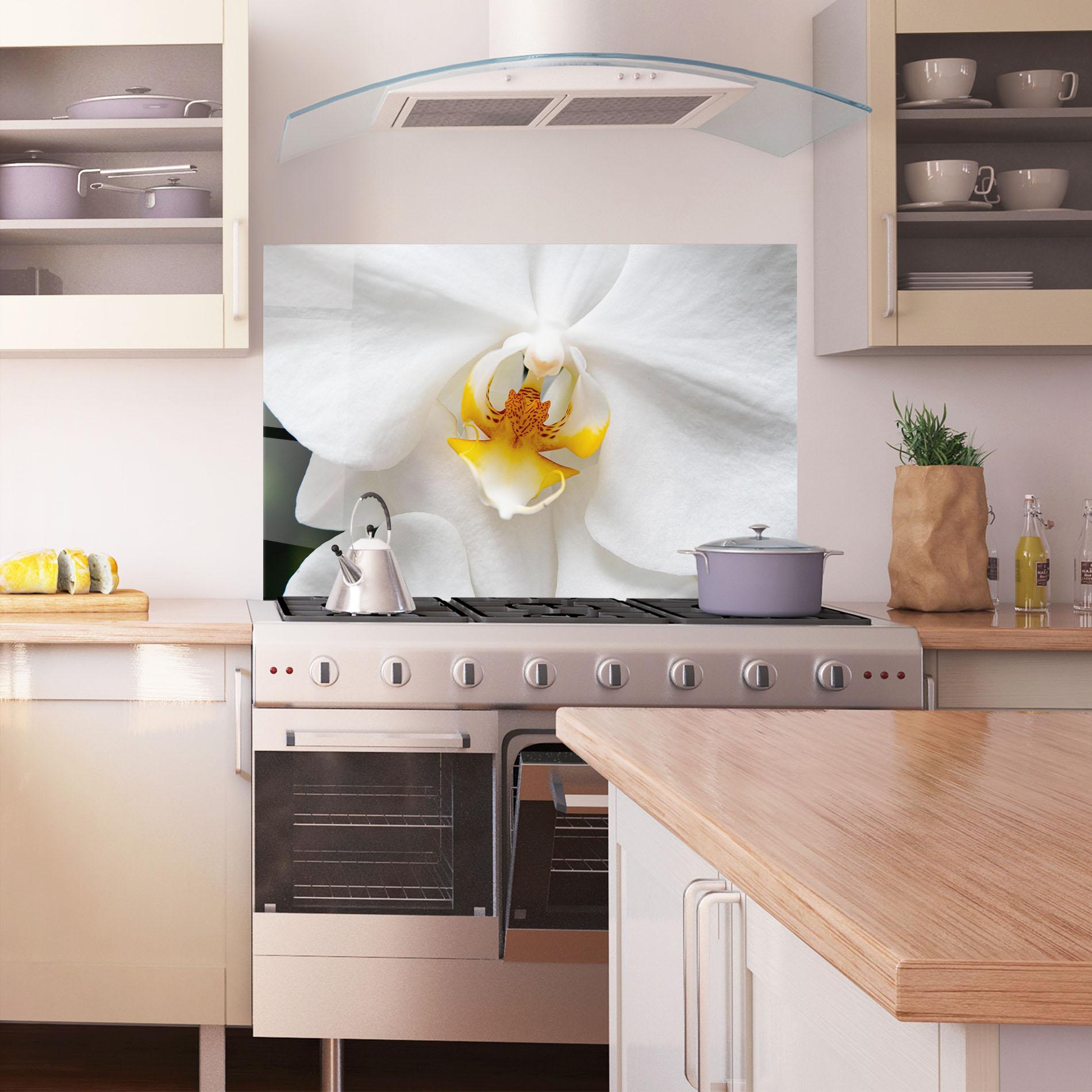 Panou Sticla Bucatarie Big Orchid Close Up mockup 1