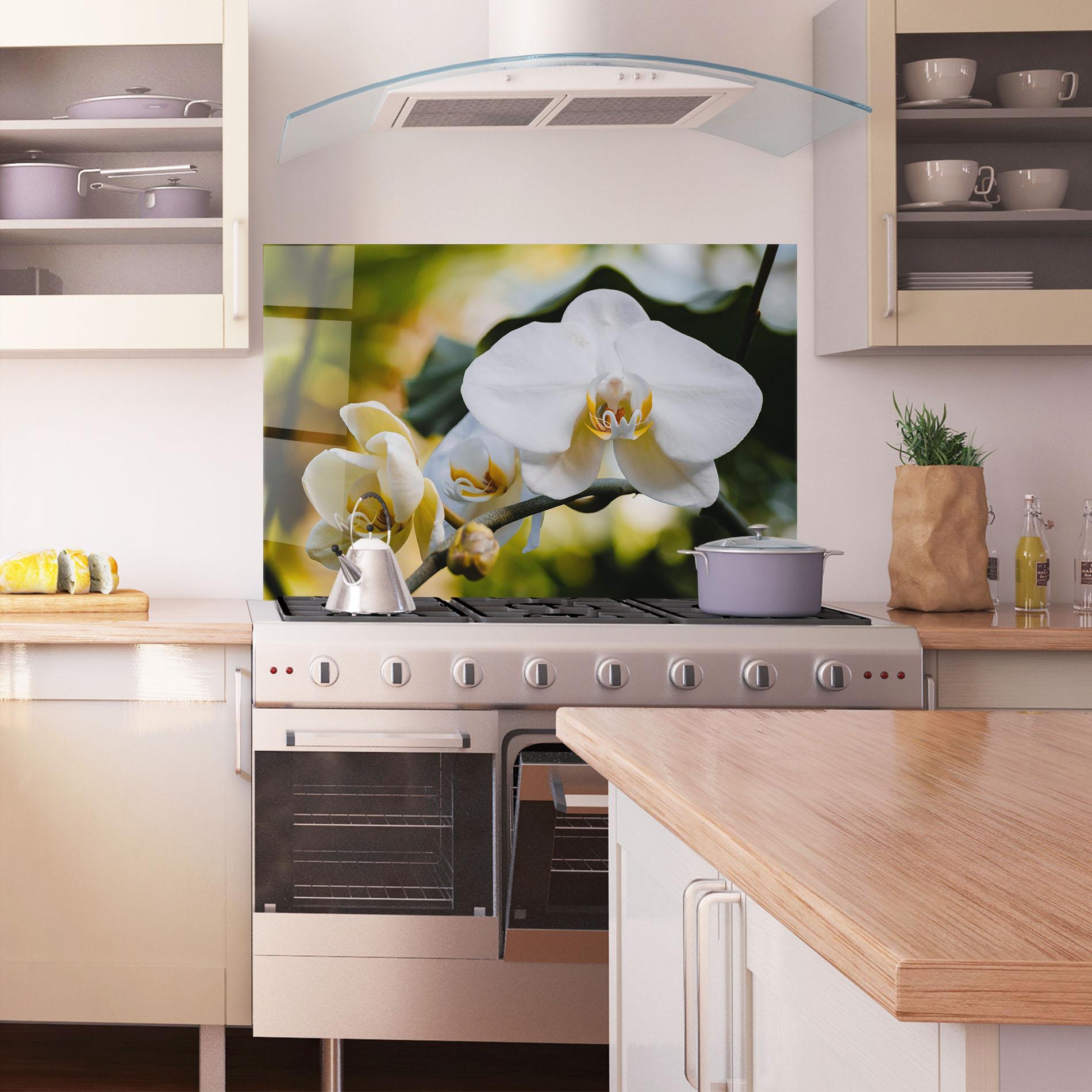 Panou Sticla Bucatarie Cream Orchid In Nature mockup 1