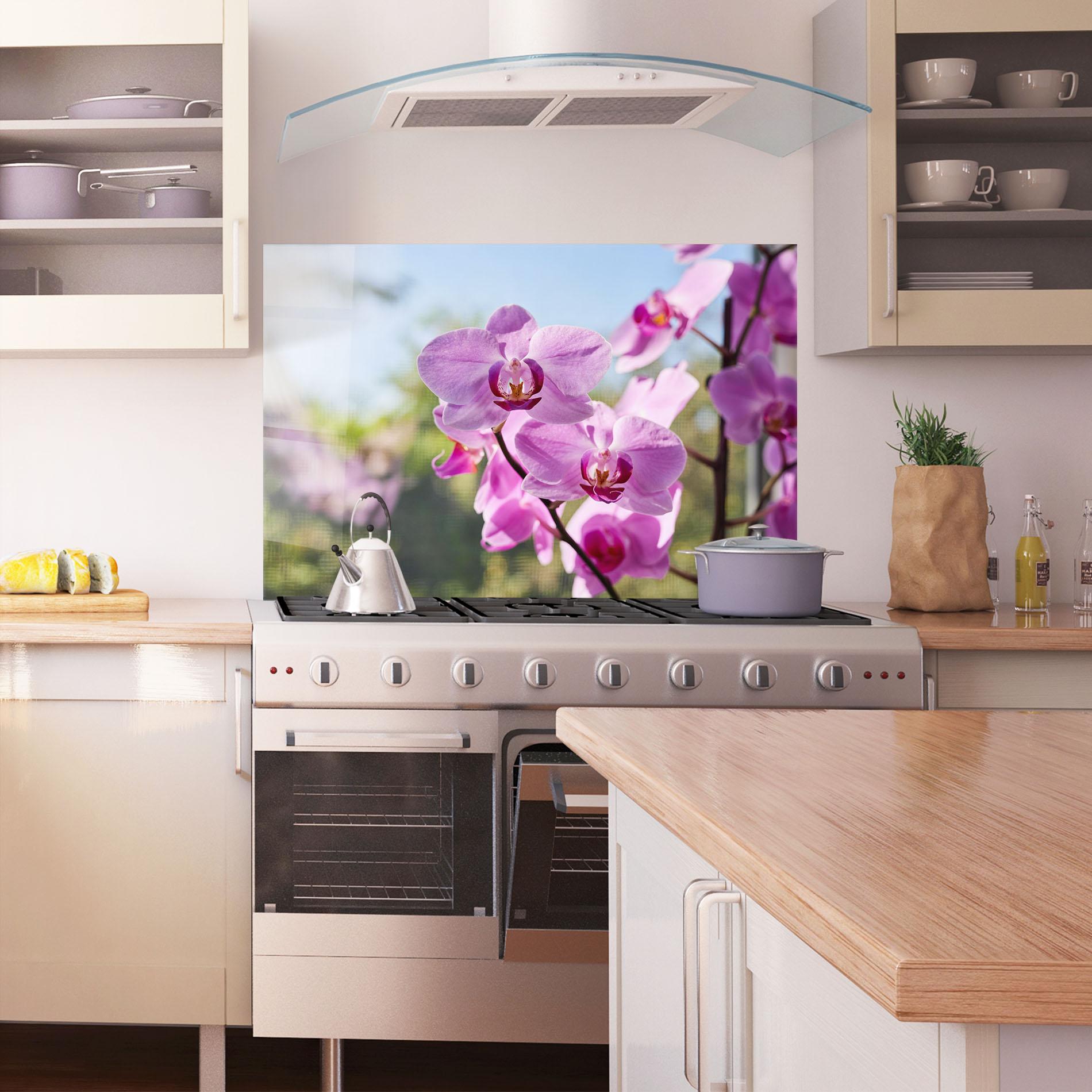 Panou Sticla Bucatarie Orchids In The Garden mockup 1