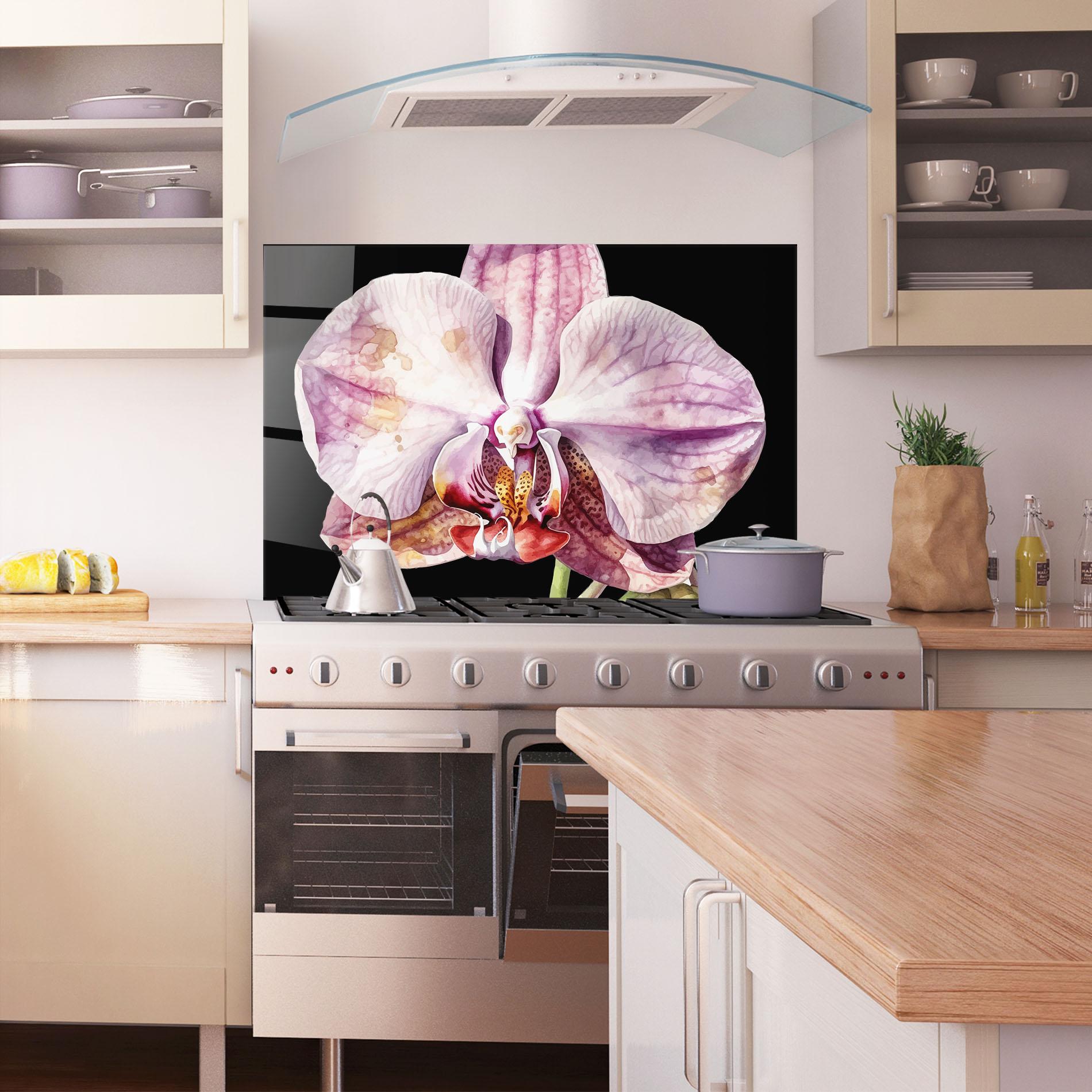 Panou Sticla Bucatarie Painted Orchid mockup 1