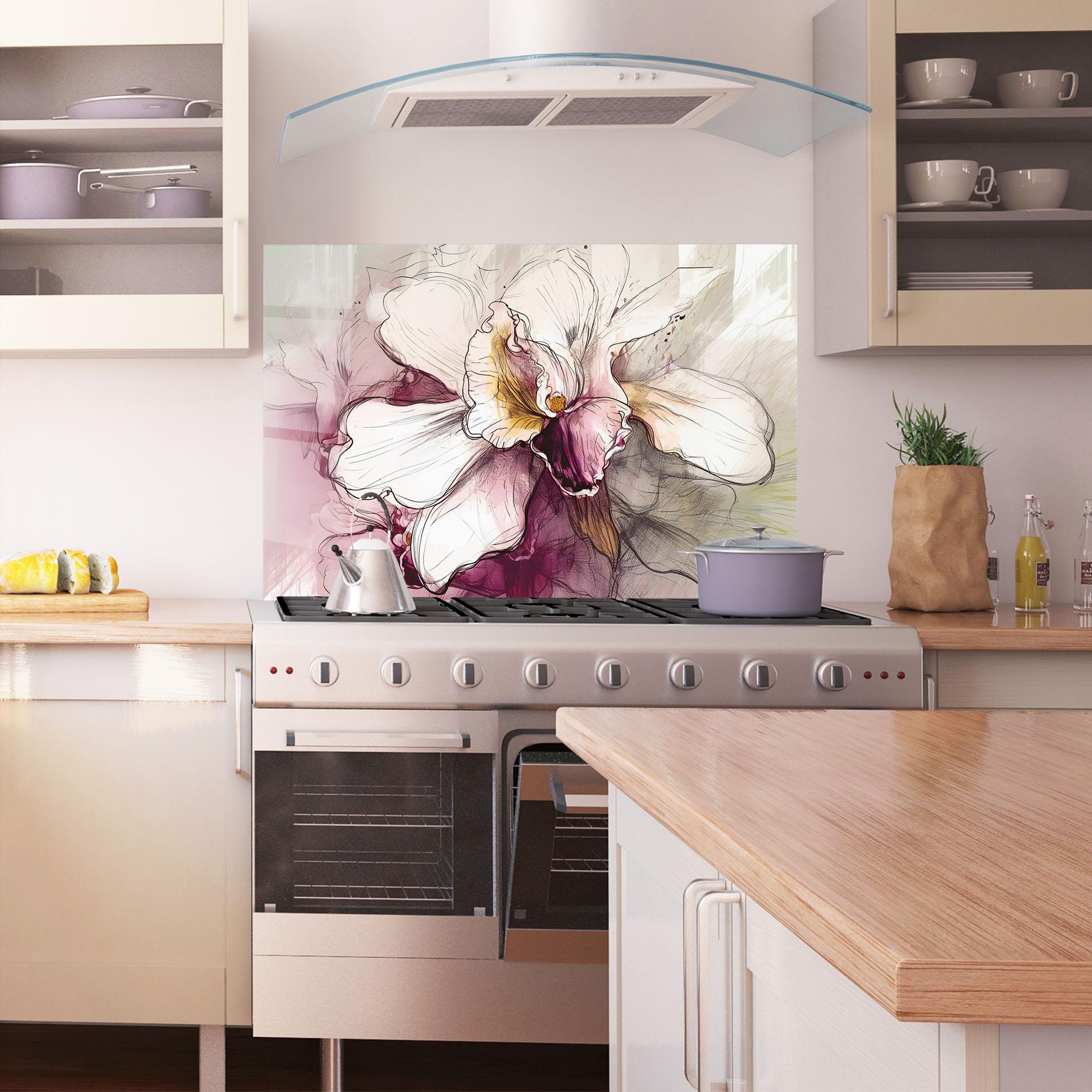 Panou Sticla Bucatarie Painted Purple Orchid mockup 1