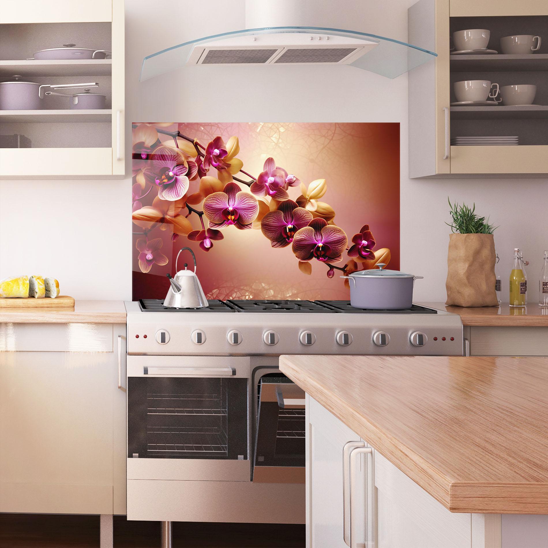 Panou Sticla Bucatarie Purple Cream Orchid mockup 1