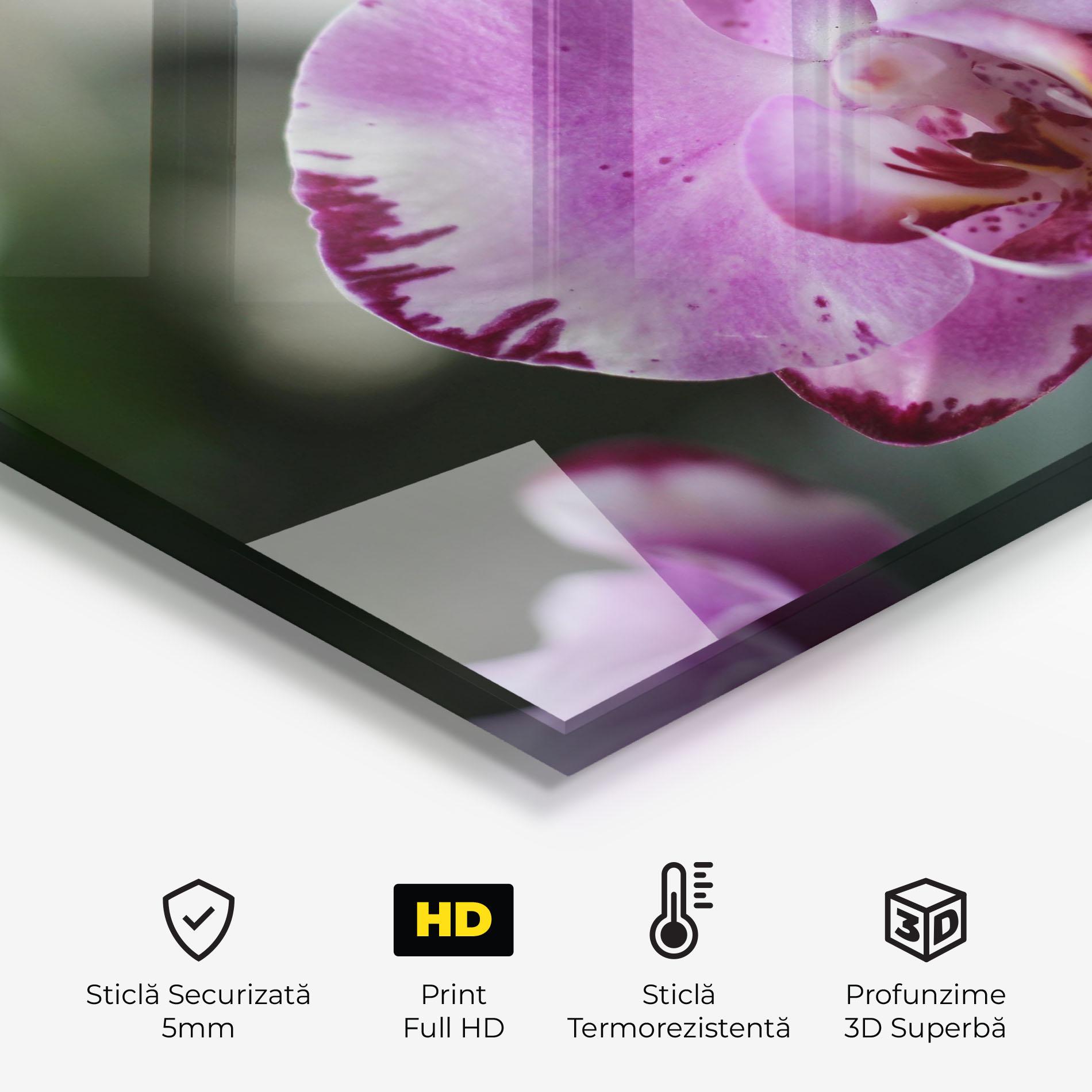 Panou Sticla Bucatarie Dark Purple Orchids In Nature mockup 2