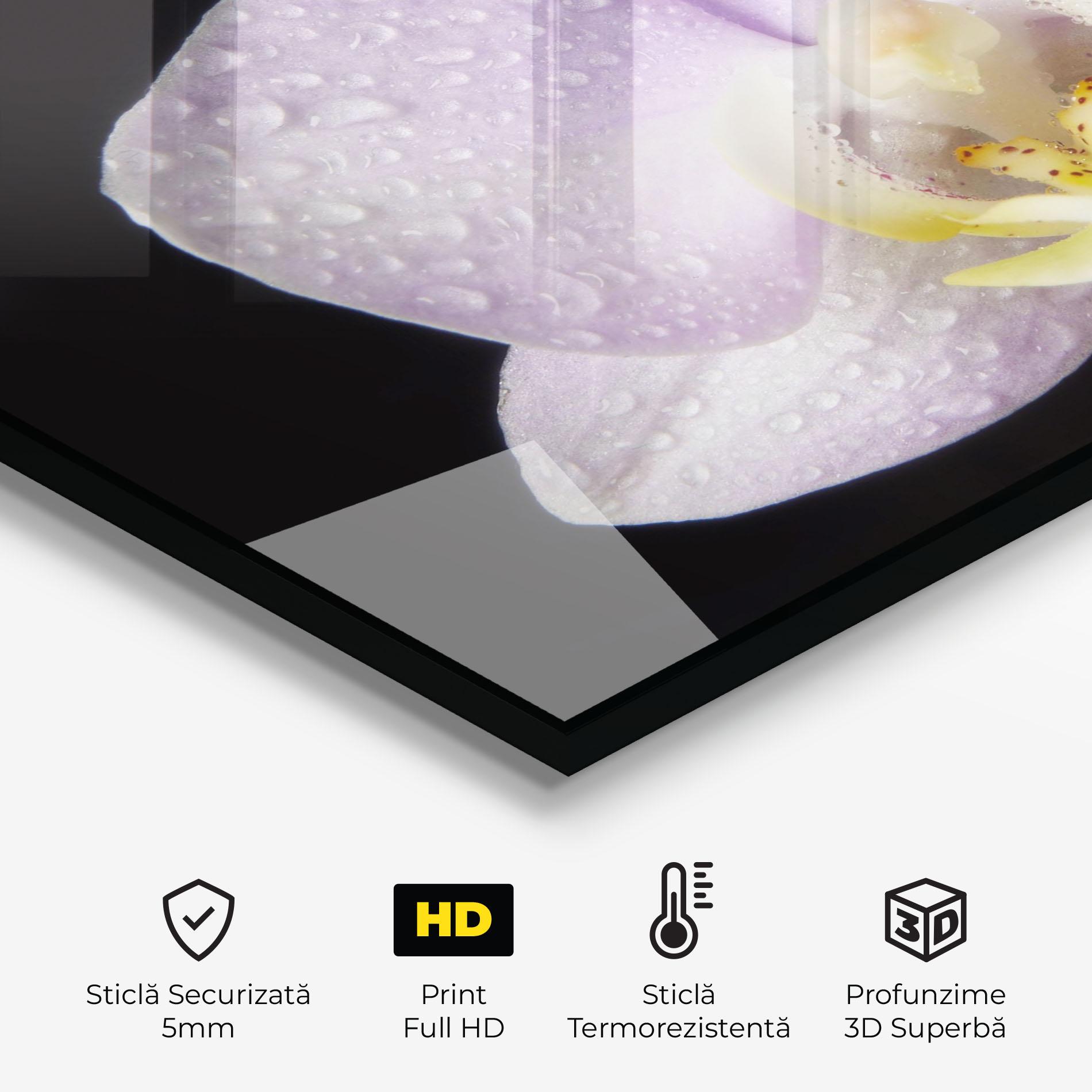 Panou Sticla Bucatarie Light Purple Orchid After Rain mockup 2