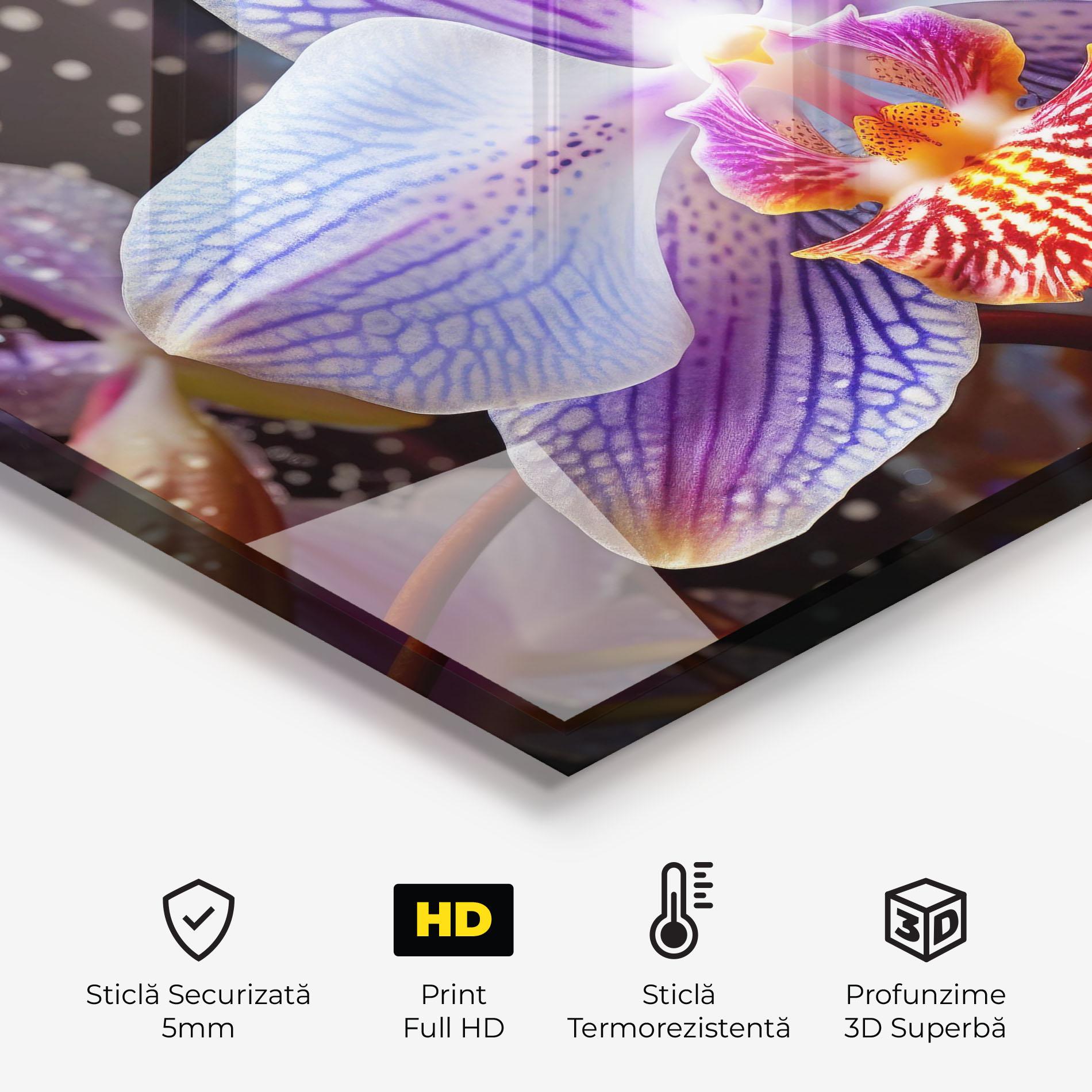 Panou Sticla Bucatarie Light Purple Orchid Art mockup 2