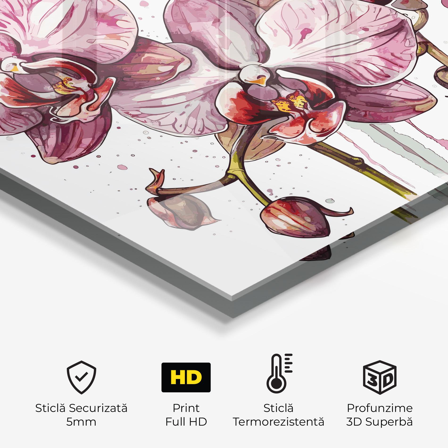 Panou Sticla Bucatarie Orchid Art mockup 2